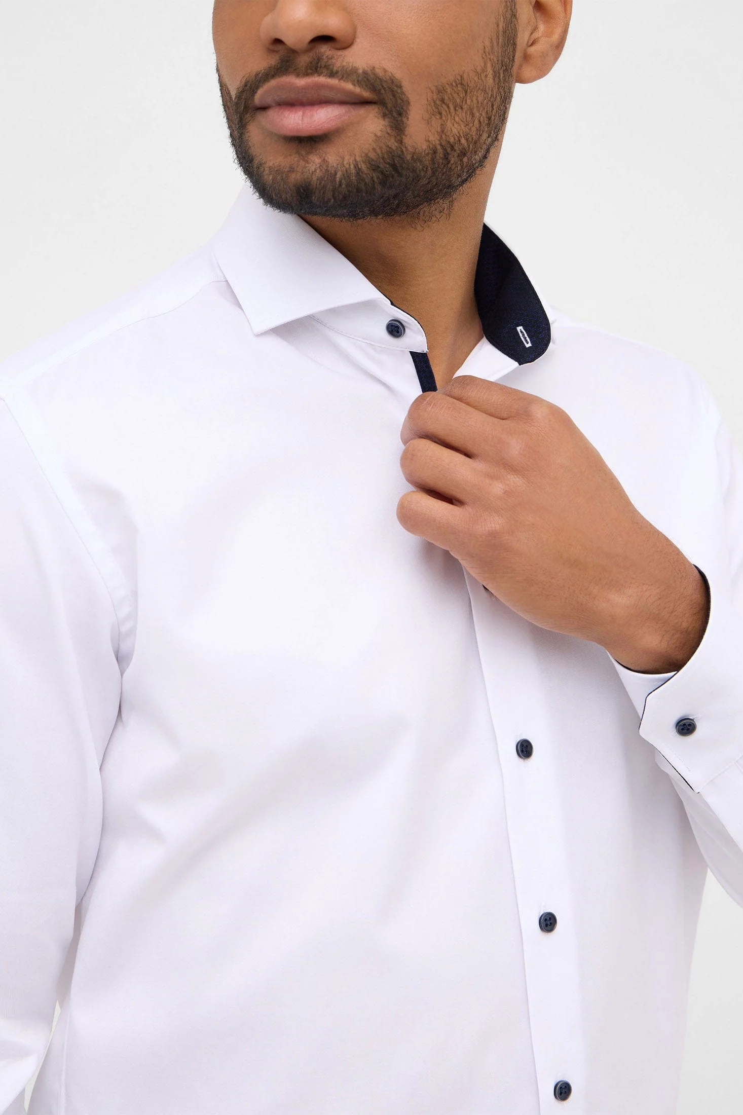 Modern Fit Plain Twill Cover Shirt - White - Image 4