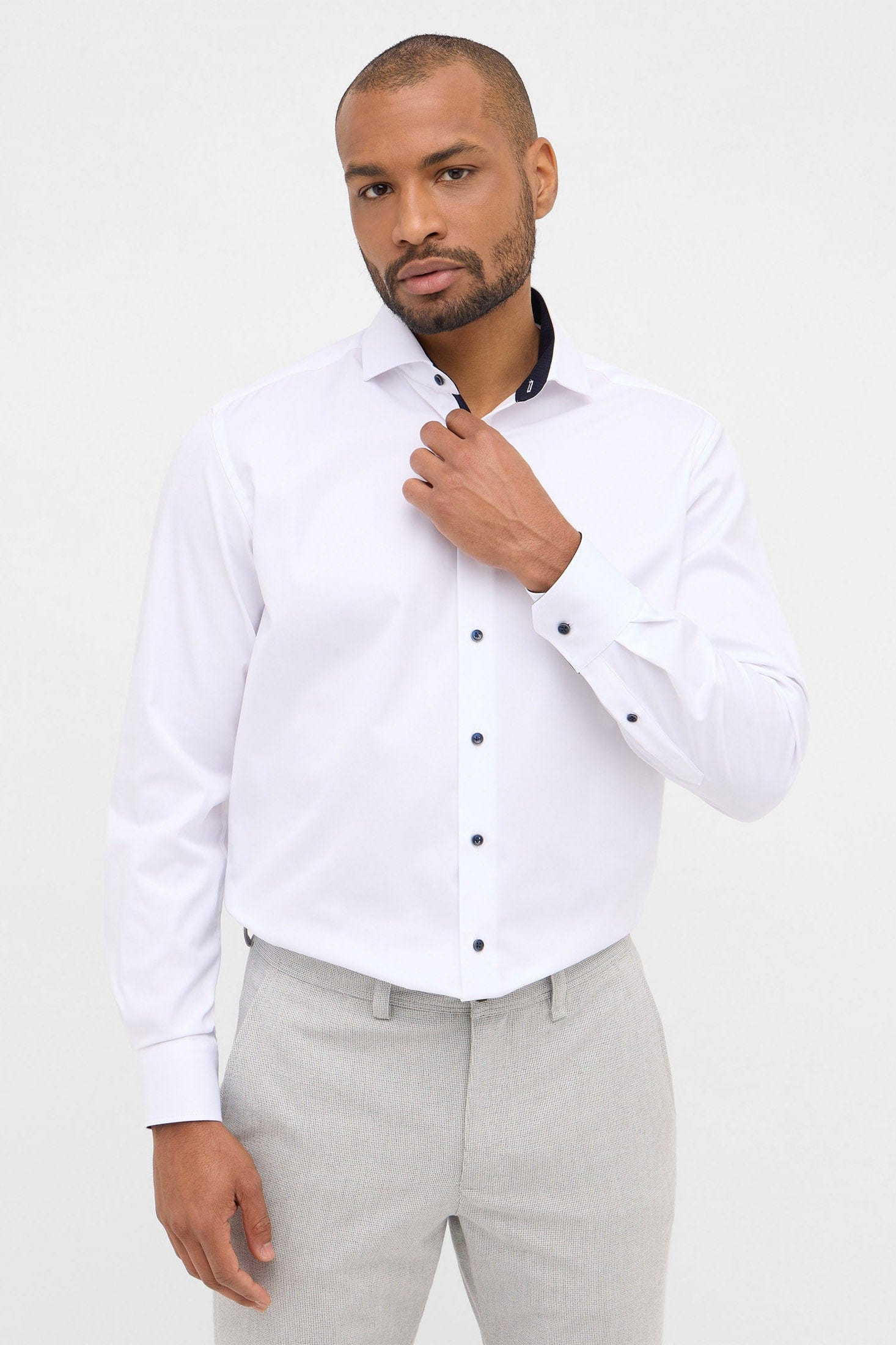 Modern Fit Plain Twill Cover Shirt - White - Image 7