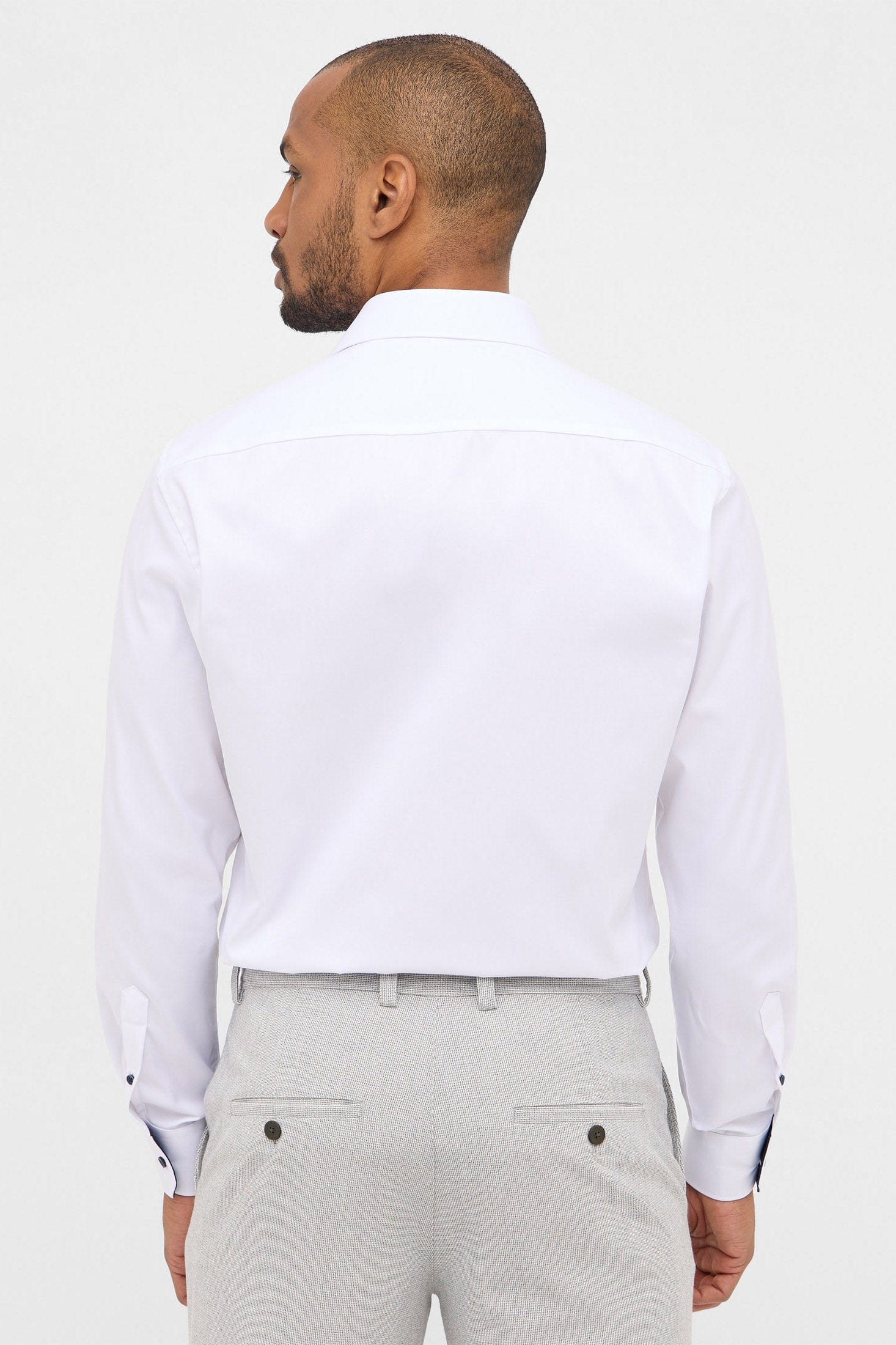 Modern Fit Plain Twill Cover Shirt - White - Image 8