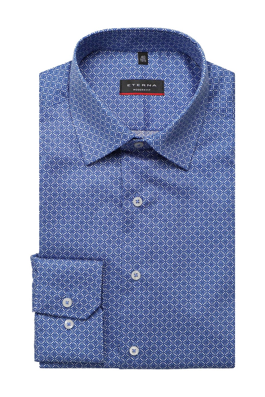 Modern Fit Print Non Iron Shirt - Blue/White