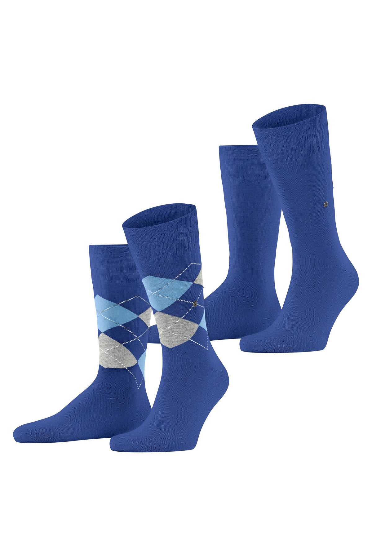Everyday Argyle/Plain 2 Pack Socks - Night Blue