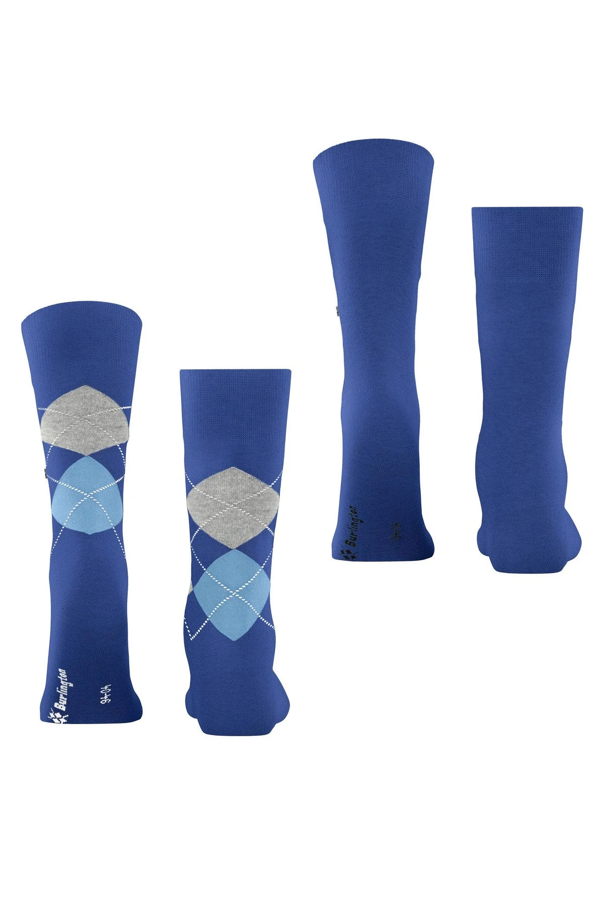 Everyday Argyle/Plain 2 Pack Socks - Night Blue - Image 3