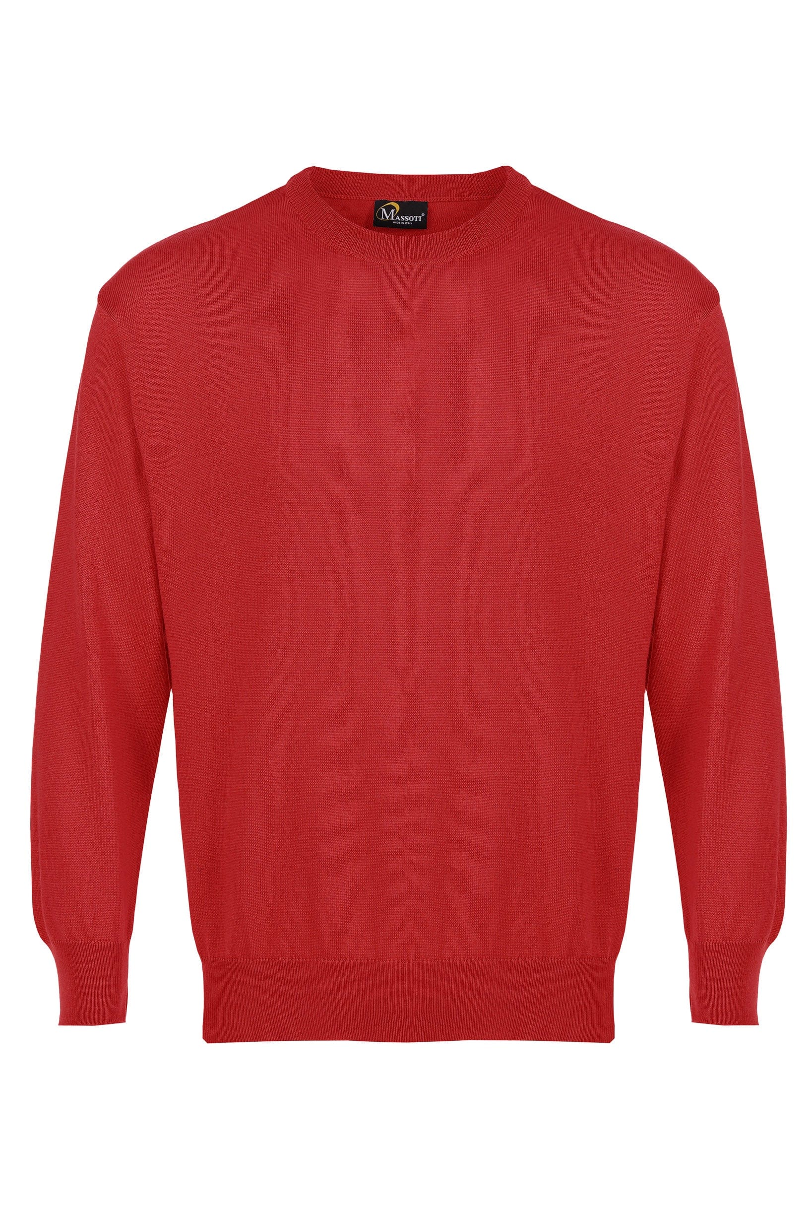 Extra Fine Merino Wool Crew Neck Jumper - Red