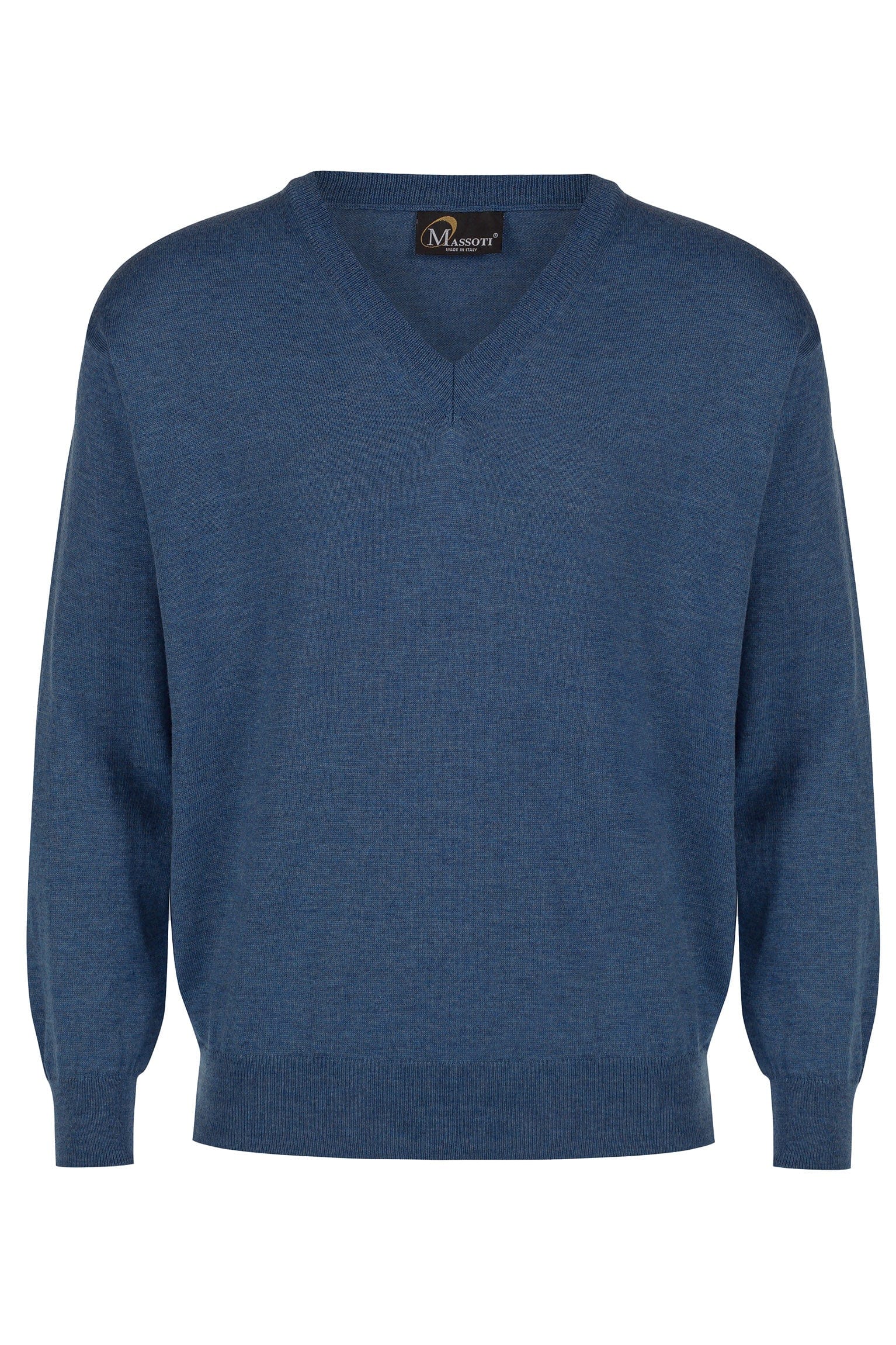 Extra Fine Merino Wool V Neck Jumper - Admiral