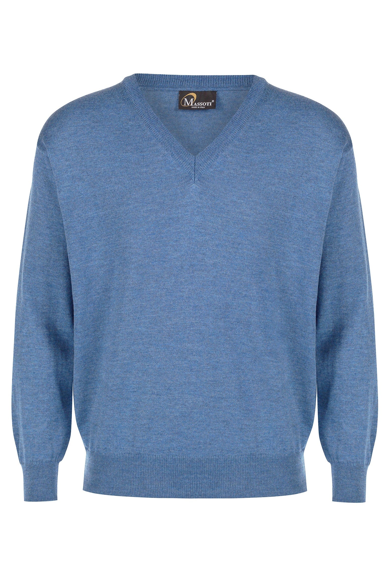 Extra Fine Merino Wool V Neck Jumper - Denim
