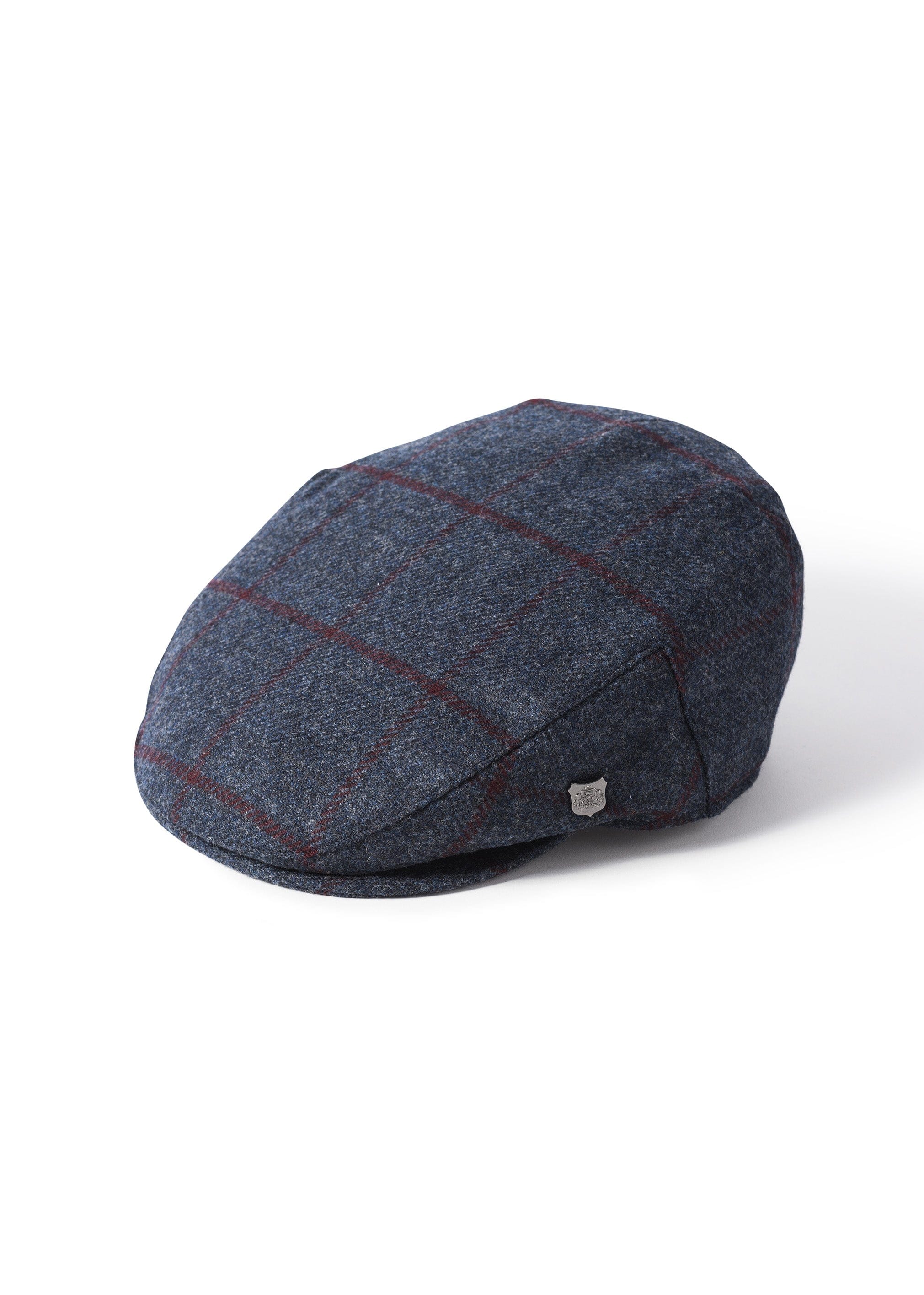 Cambridge British Wool Flat Cap - Blue/Burgundy