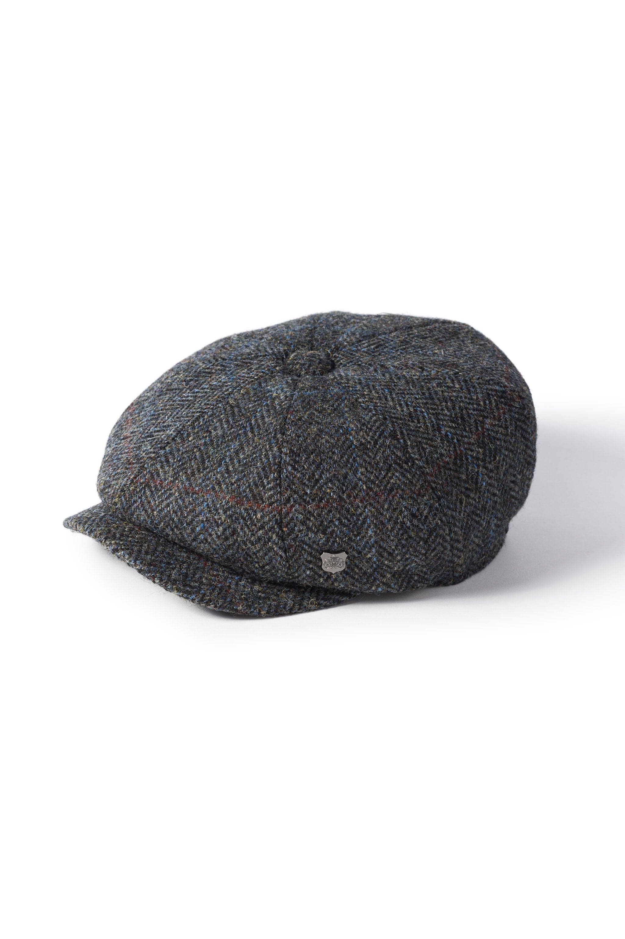 Carloway Harris Tweed Newsboy Cap - Green/Blue