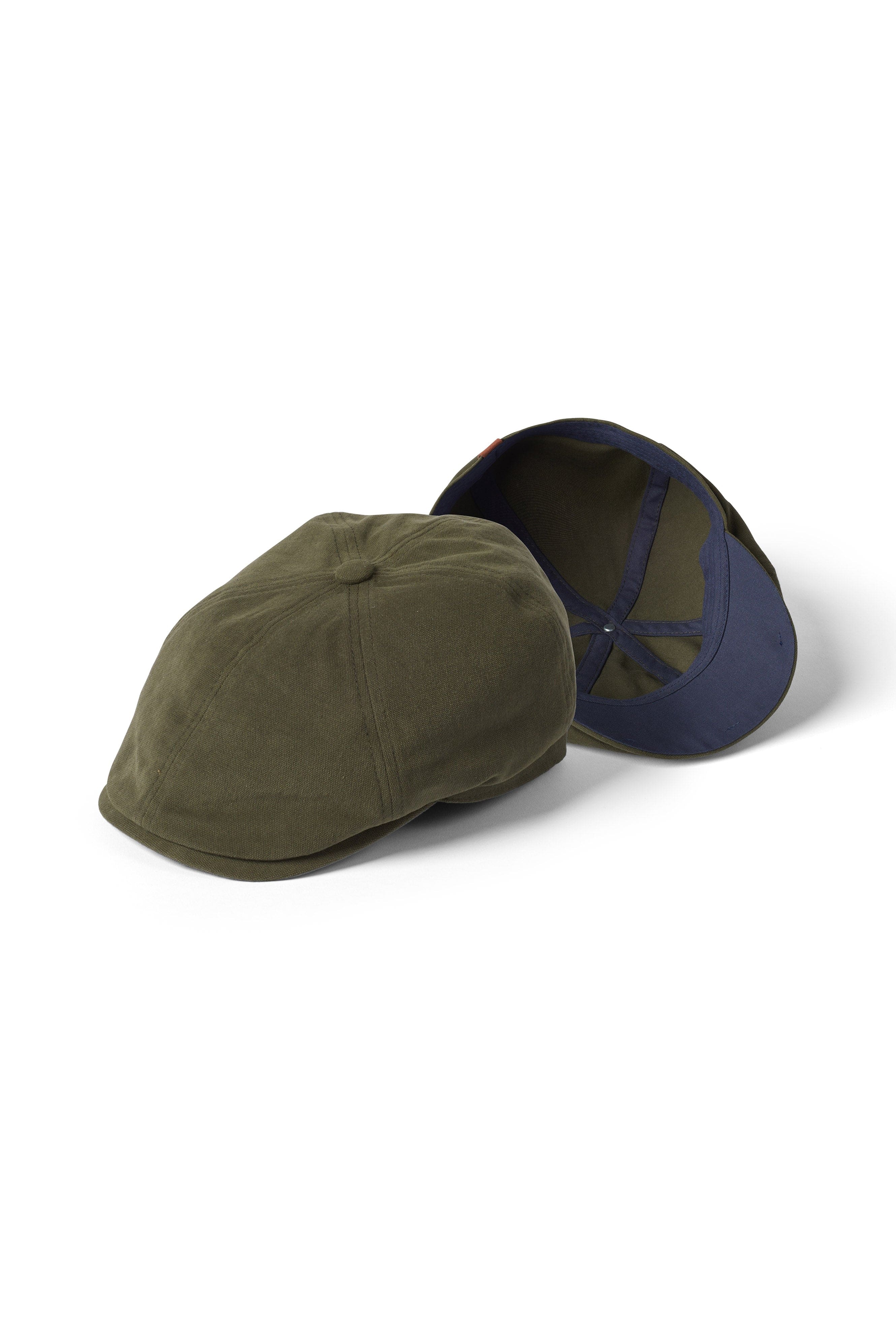 Hudson Cotton Canvas Newsboy Cap - Khaki/Navy