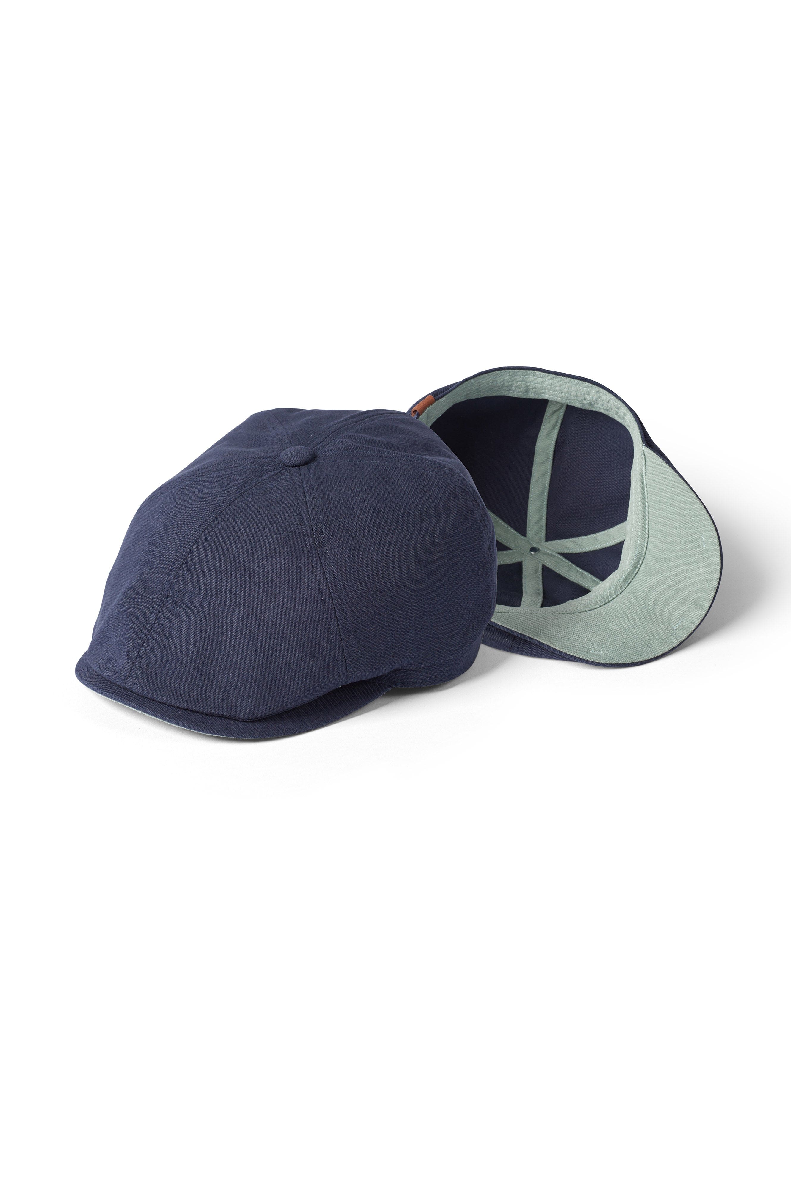 Hudson Cotton Canvas Newsboy Cap - Navy/Mint