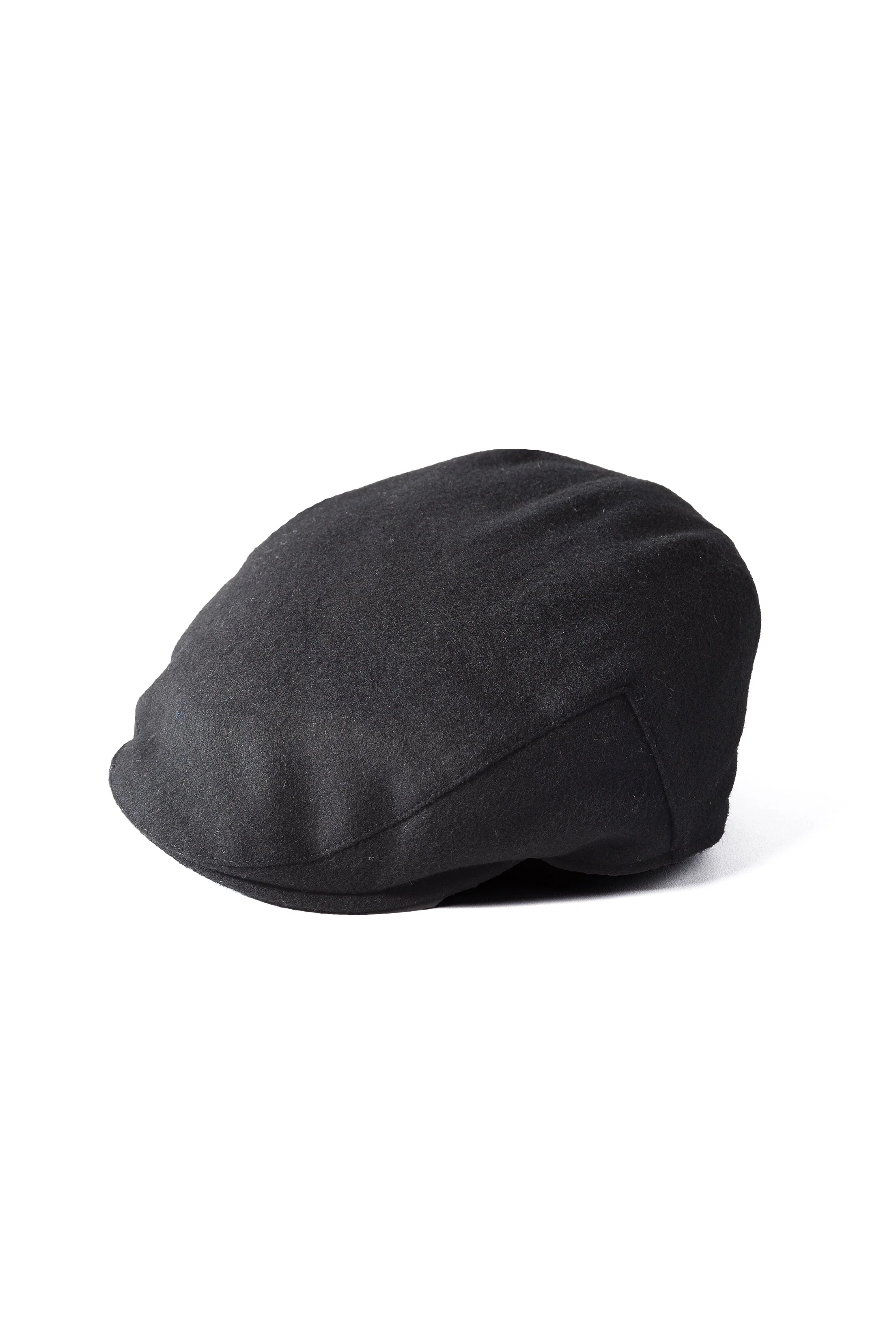 Melton Wool Blend Flat Cap - Black