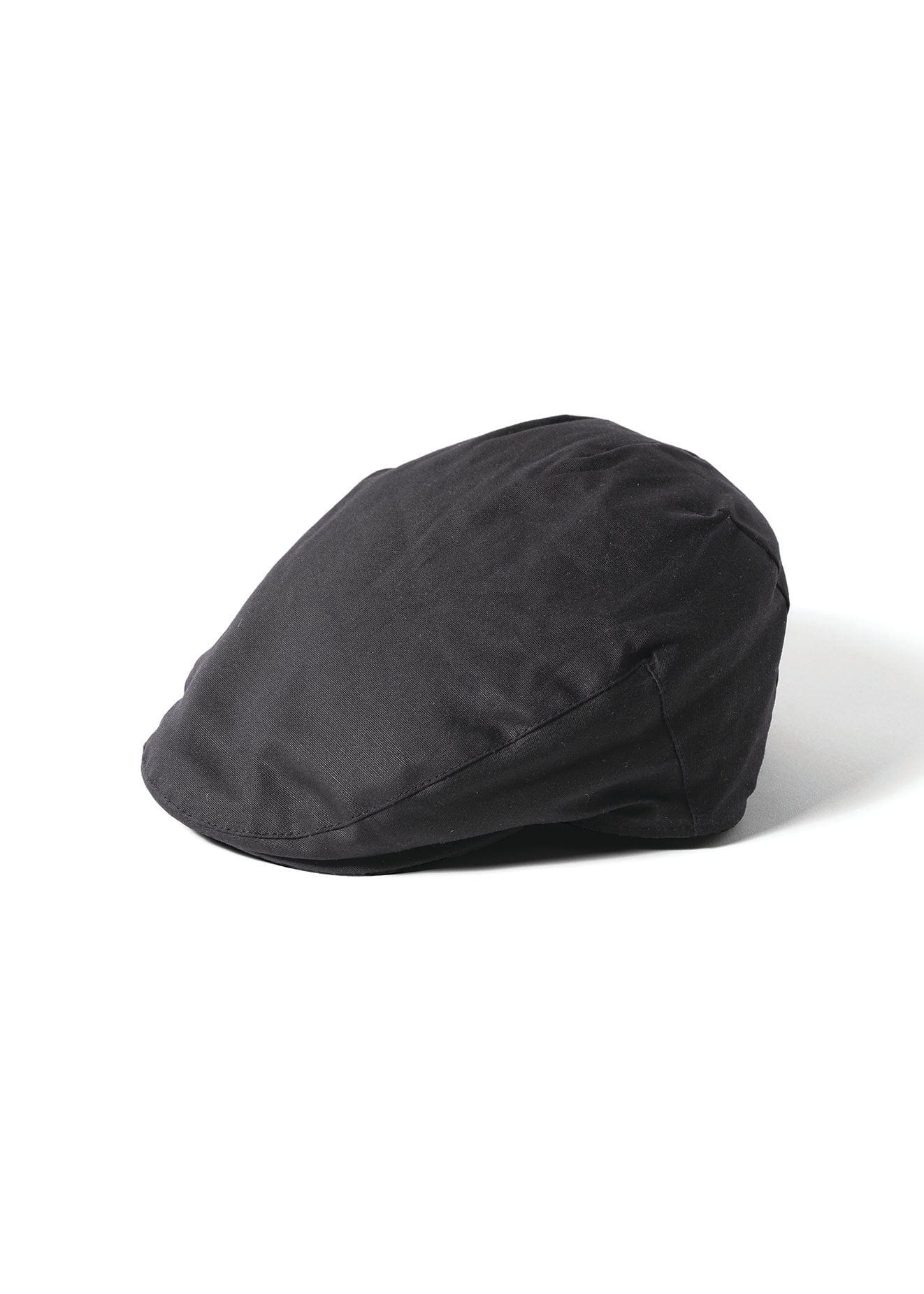 Waxed Cotton Flat Cap - Black
