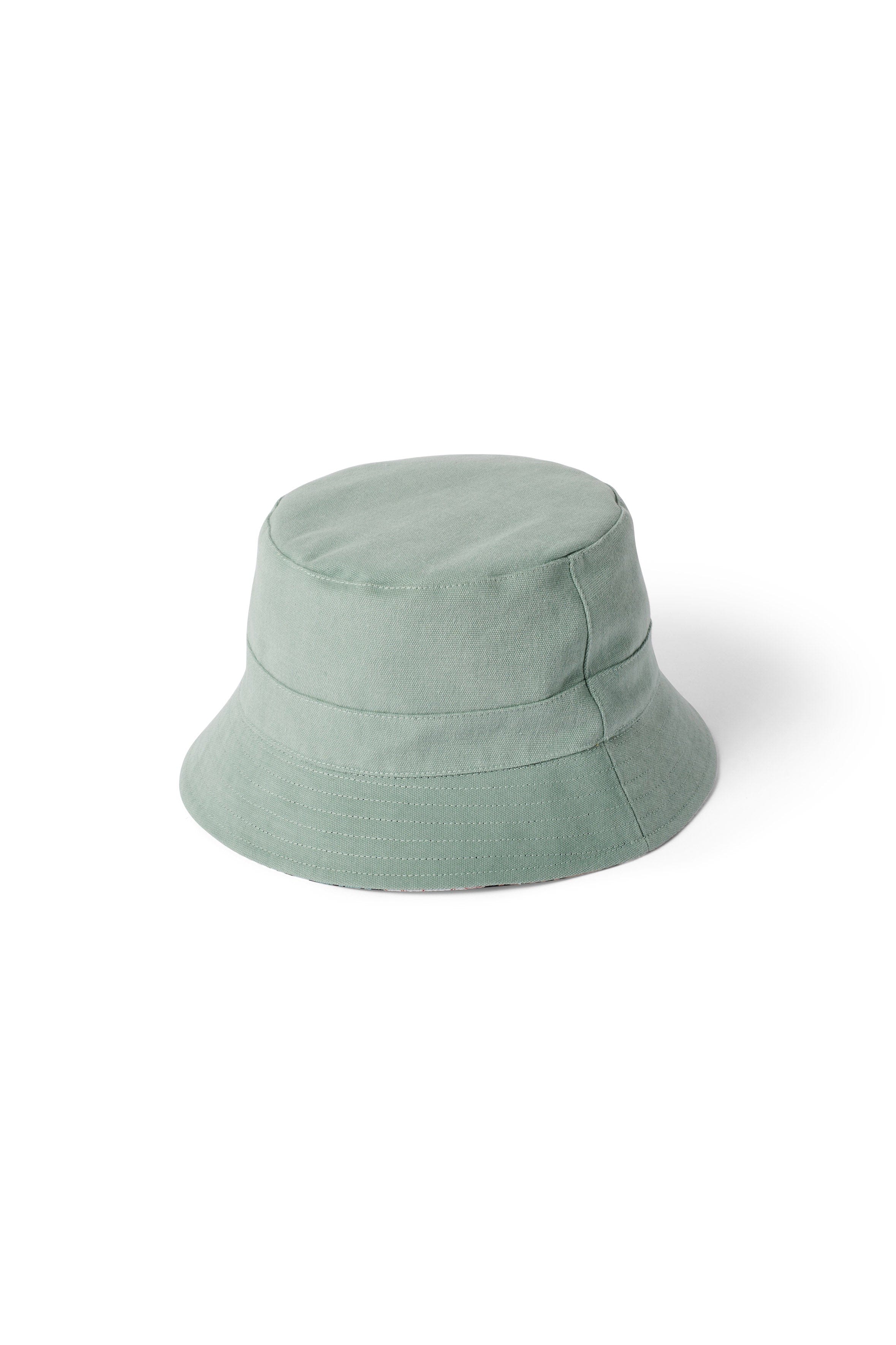 Reversible Cotton Bucket Hat - Mint/Palm Print - Image 2