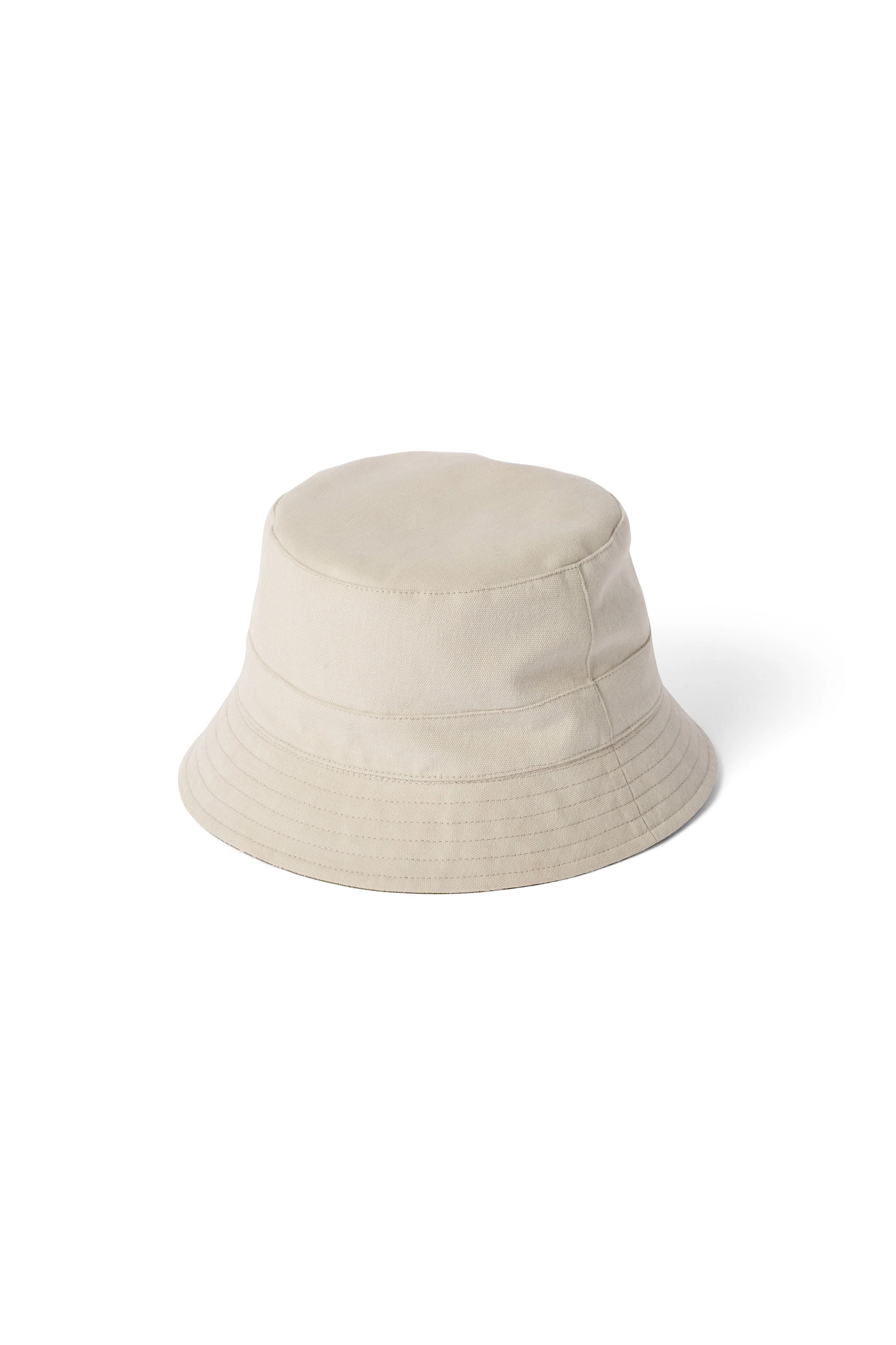 Reversible Cotton Bucket Hat - Stone/Large Leaf Print - Image 2