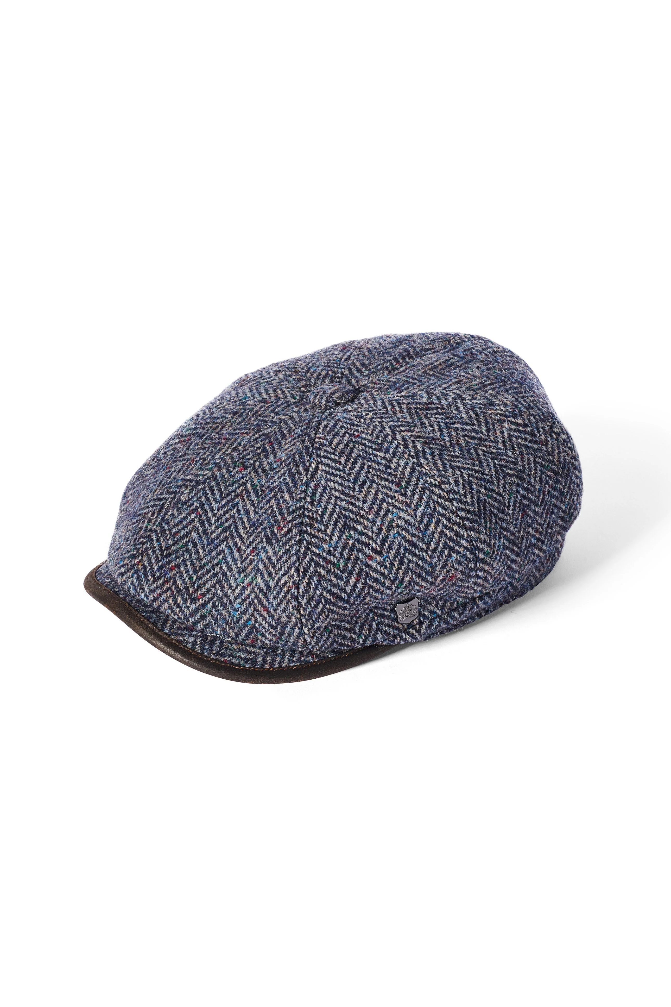 Shelby Tweed Herringbone Bakerboy Cap - Blue