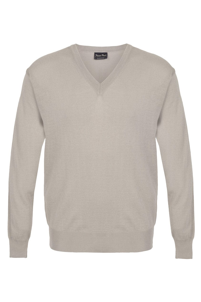 Light Weight Merino Wool V Neck Jumper - Tan