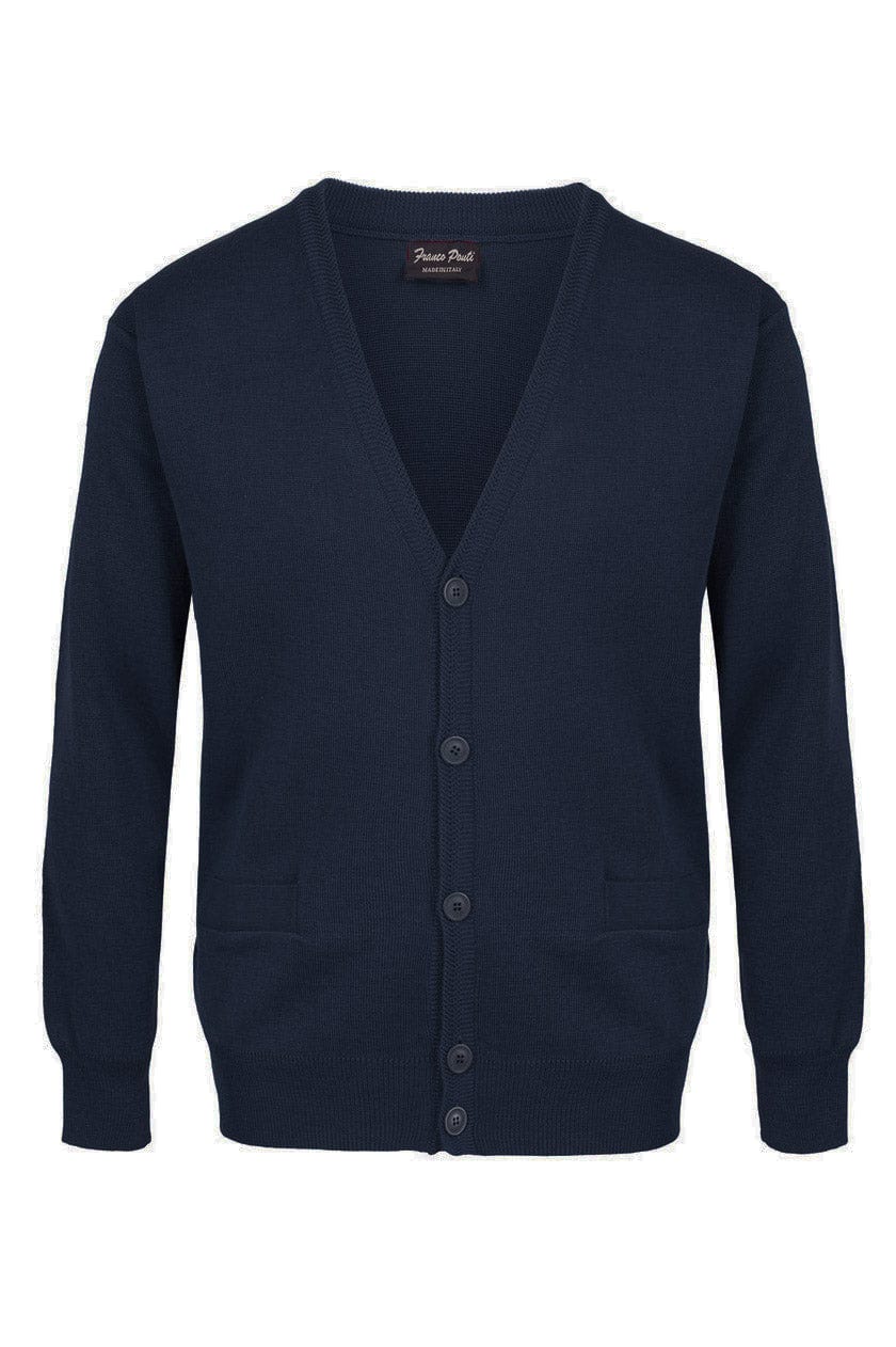 Medium Weight Merino Wool Cardigan - Navy