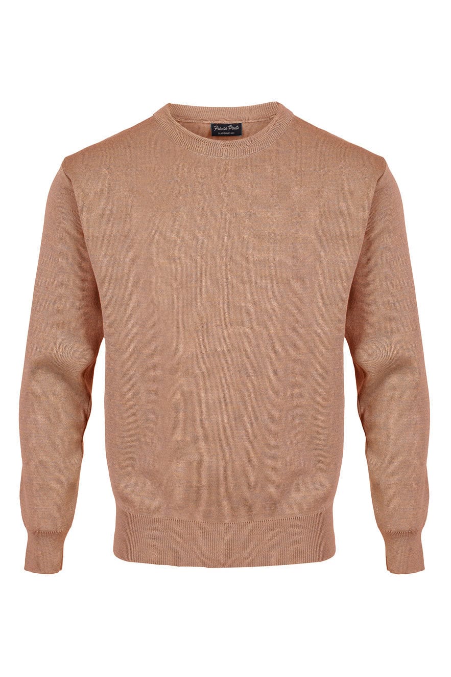 Medium Weight Merino Wool Crew Neck Jumper - Camel