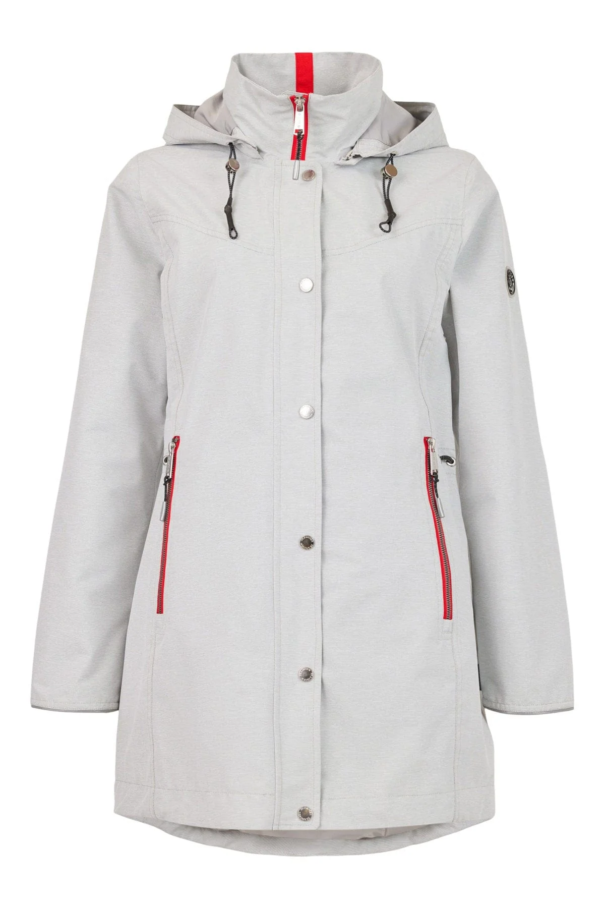 Water Repellent Long Line Jacket - Grey/Red
