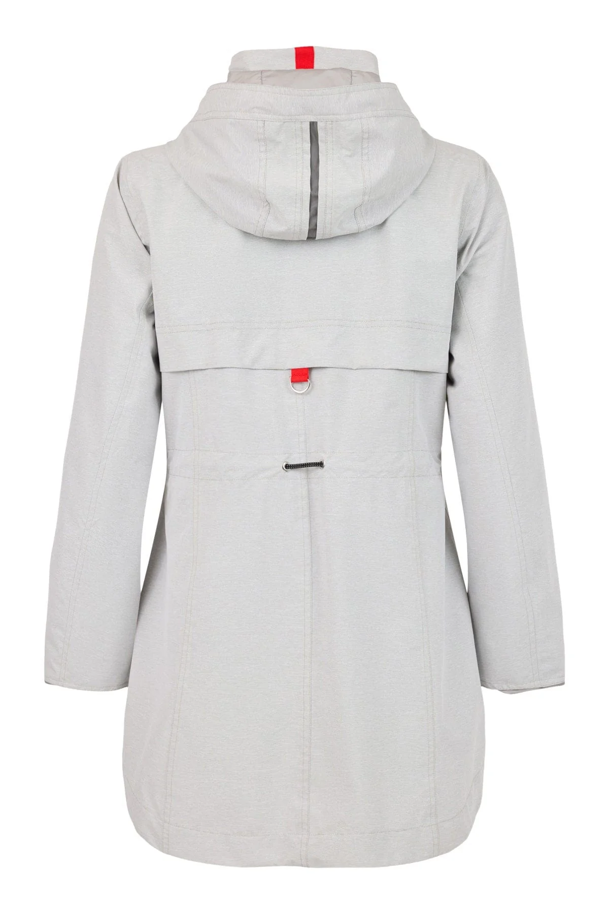Water Repellent Long Line Jacket - Grey/Red - Image 4