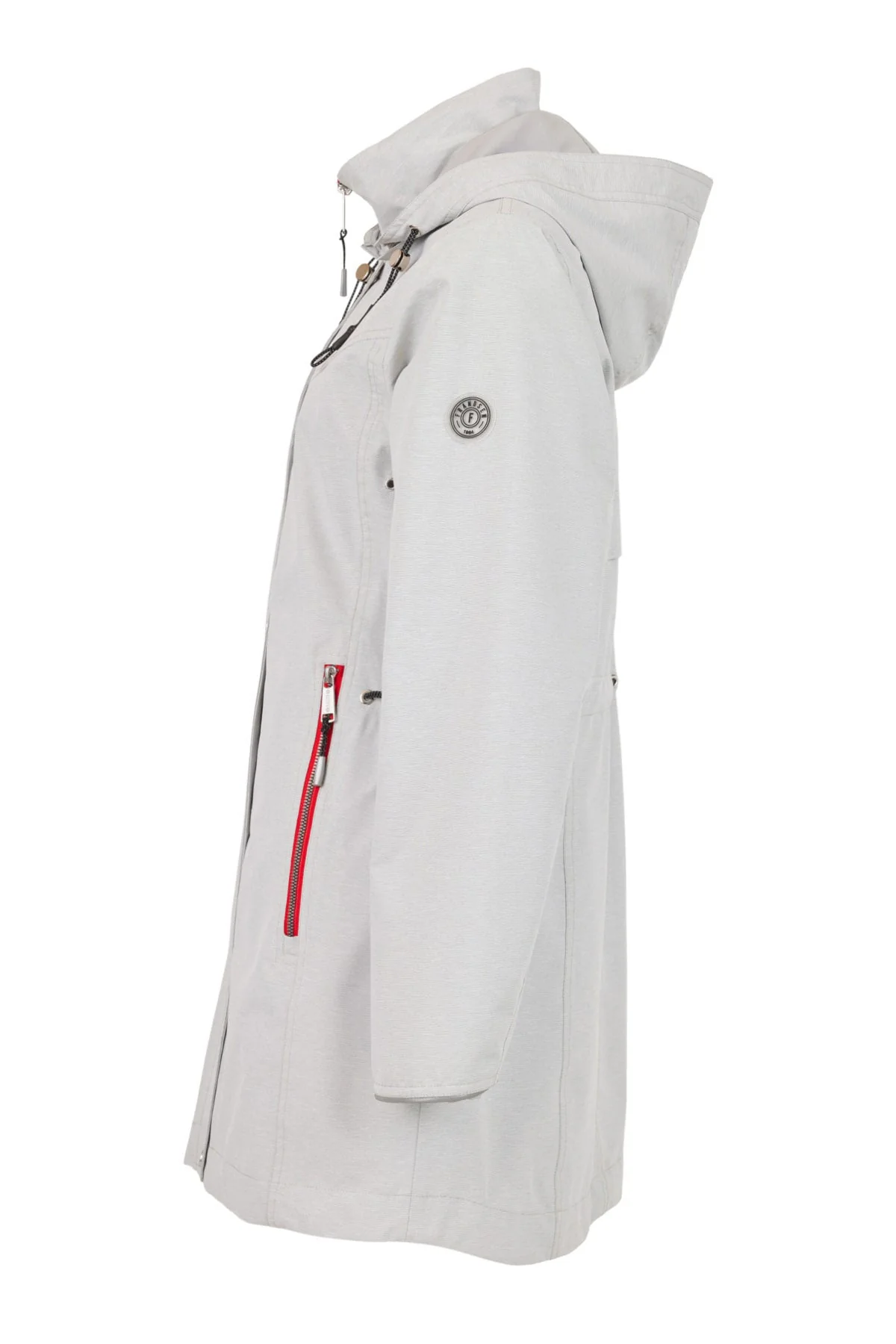 Water Repellent Long Line Jacket - Grey/Red - Image 5