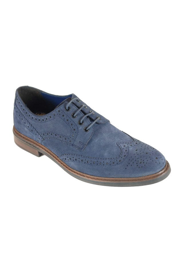 Balham Suede Leather Brogues - Navy - Image 2