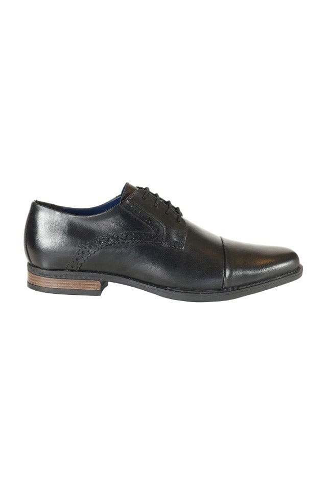 Mario Leather Brogue Derby Shoes - Black