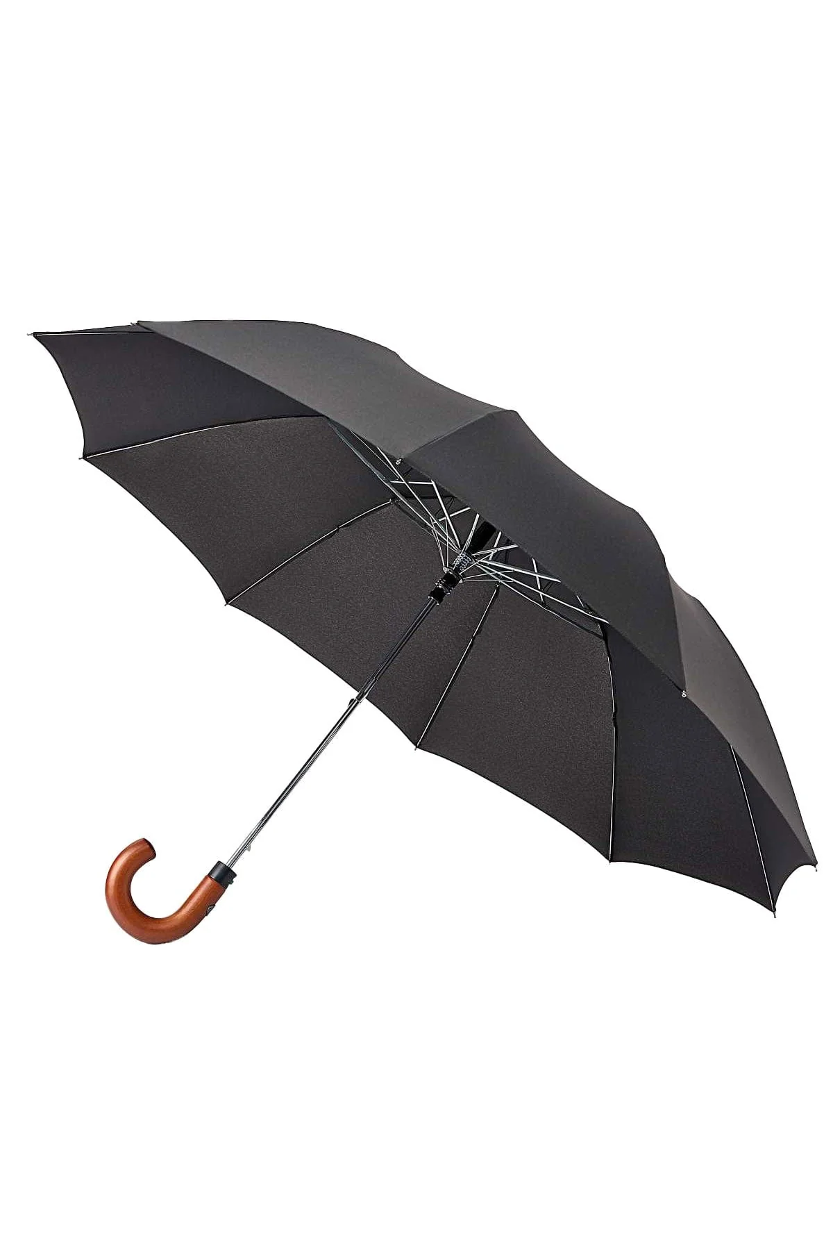 Magnum Auto Folding Umbrella - Wood Handled - Black