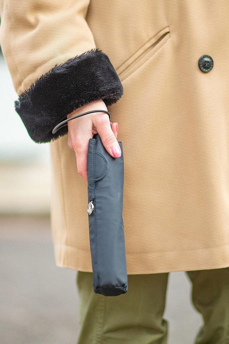 Open & Close Plain Superslim-1 Automatic Folding Umbrella - Black - Image 5