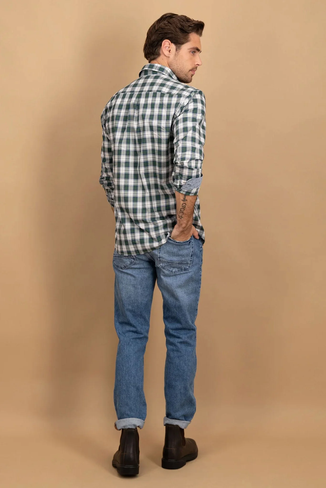 Button-Down Check Shirt - Dark Leaf - Image 3