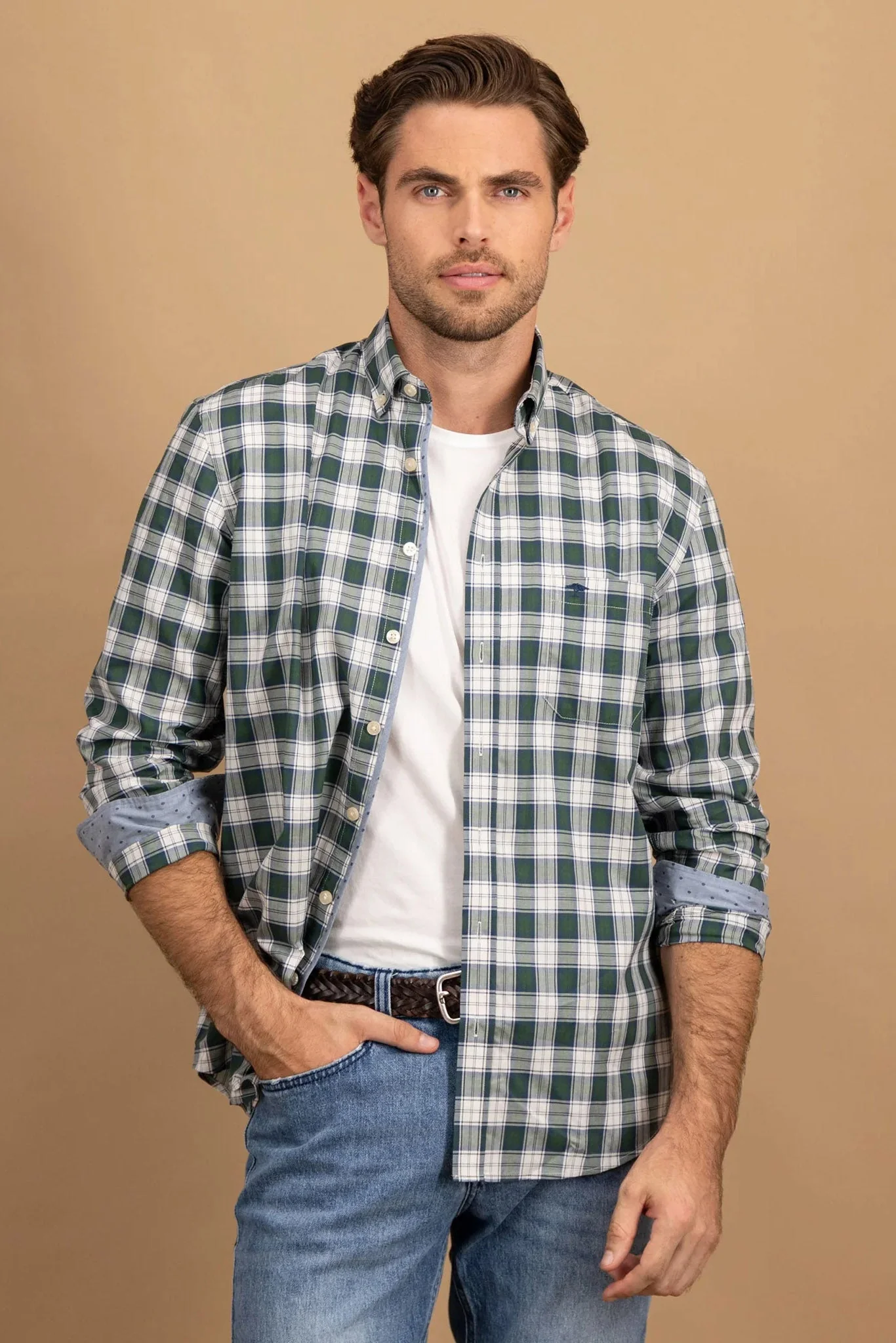 Button-Down Check Shirt - Dark Leaf - Image 4