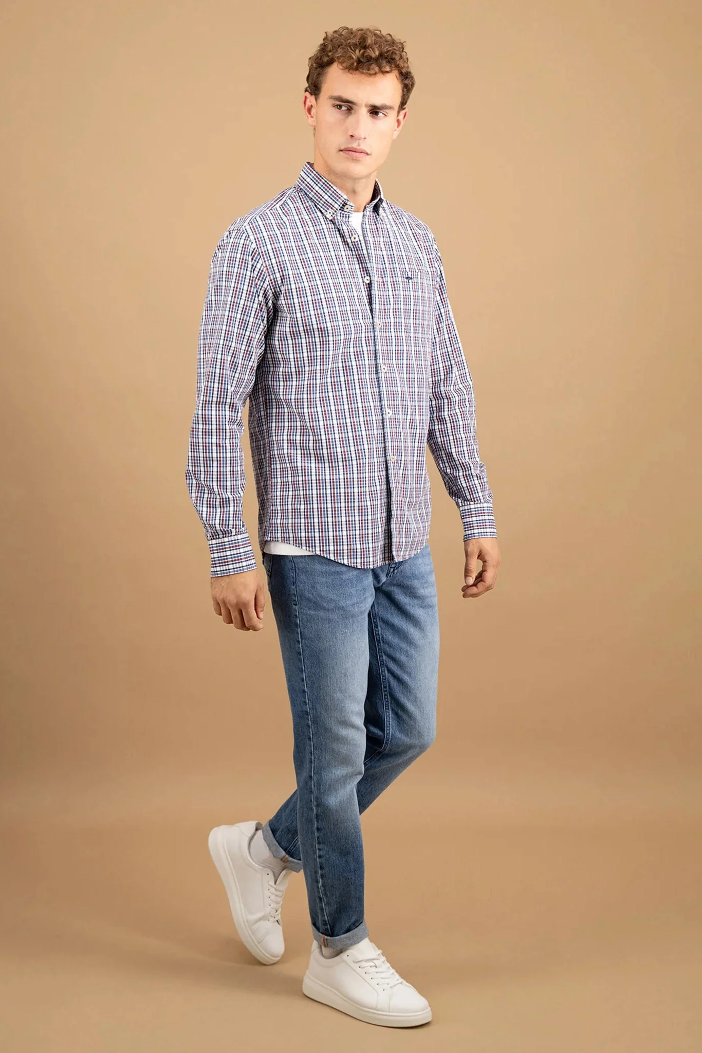 Button-Down Check Shirt - Deep Merlot - Image 5