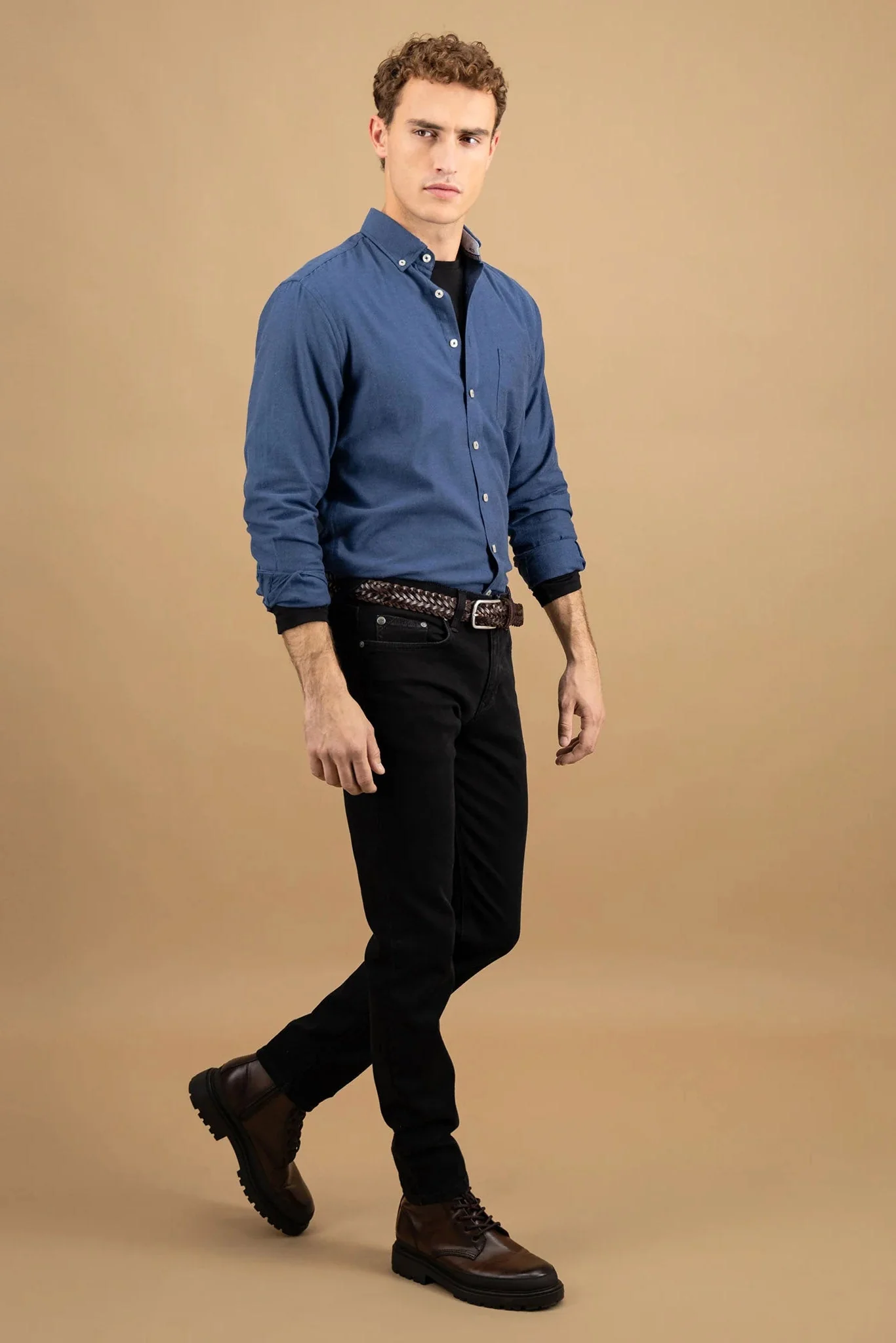 Button-Down Flannel Shirt - Navy - Image 5