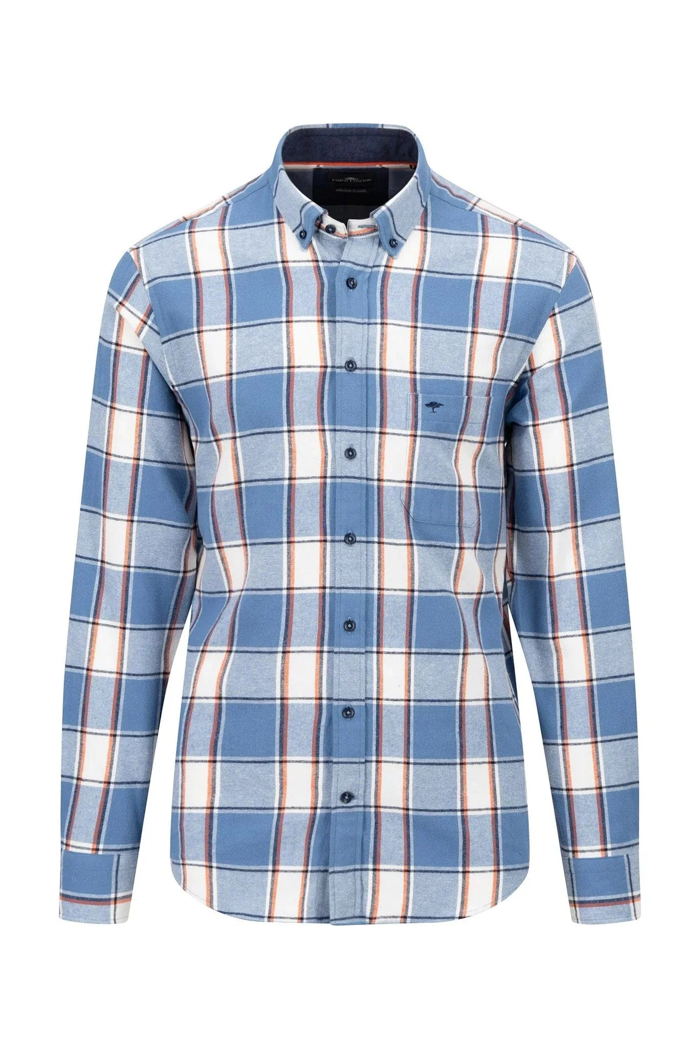 Check Brushed Cotton Long Sleeve Shirt - Cloud Blue