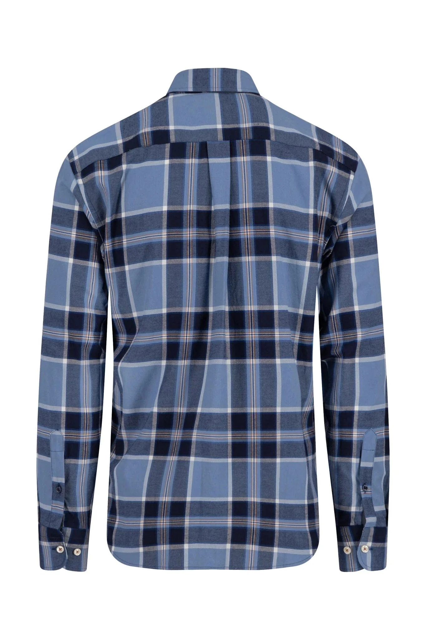 Check Brushed Cotton Long Sleeve Shirt - Navy - Image 2