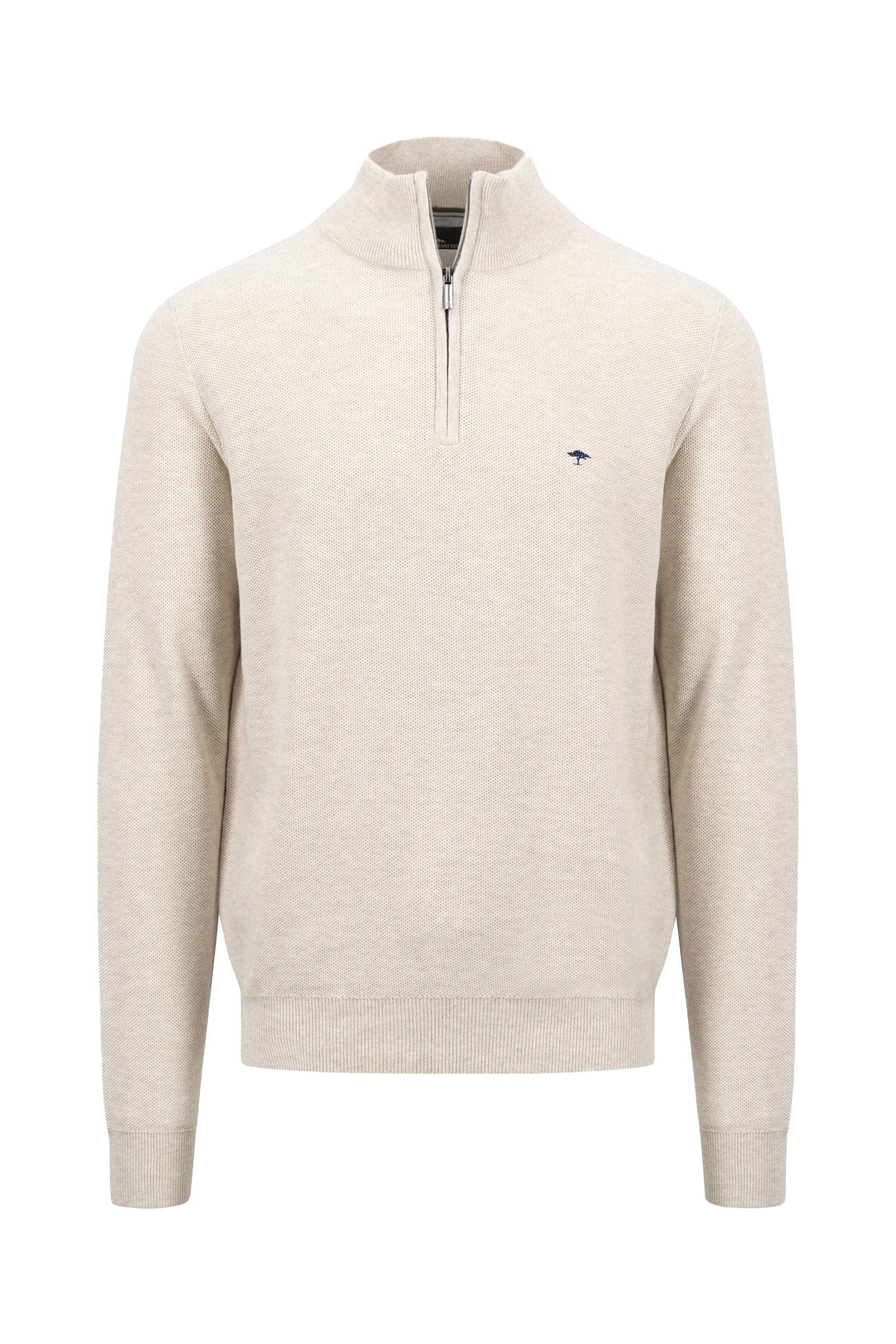 Cotton Quarter Zip Knit Jumper - Winter White