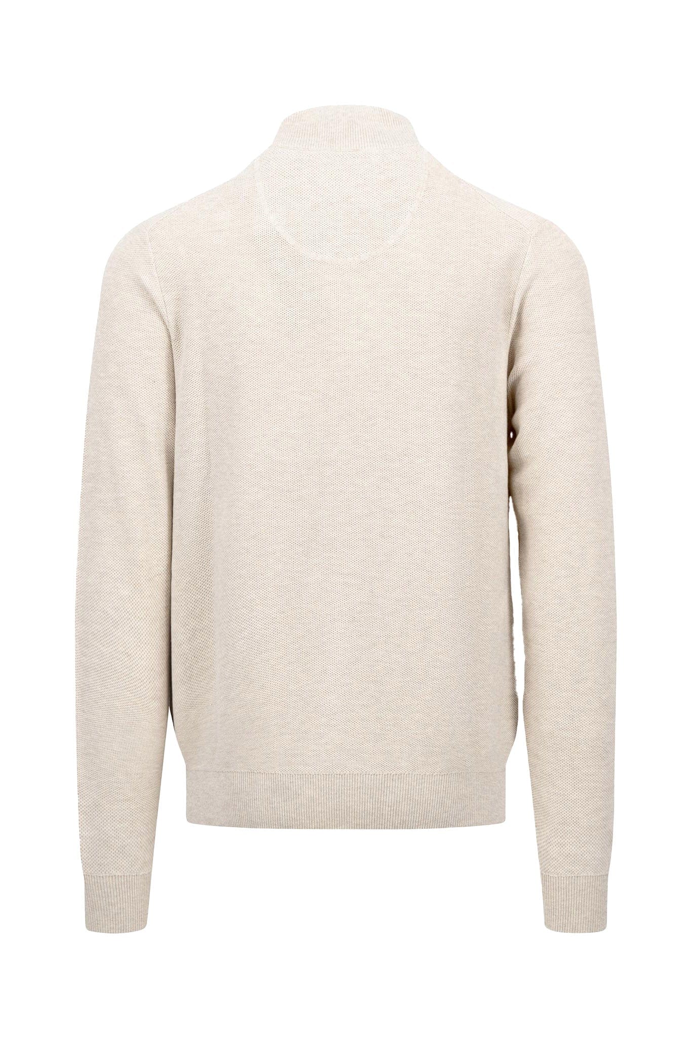 Cotton Quarter Zip Knit Jumper - Winter White - Image 2