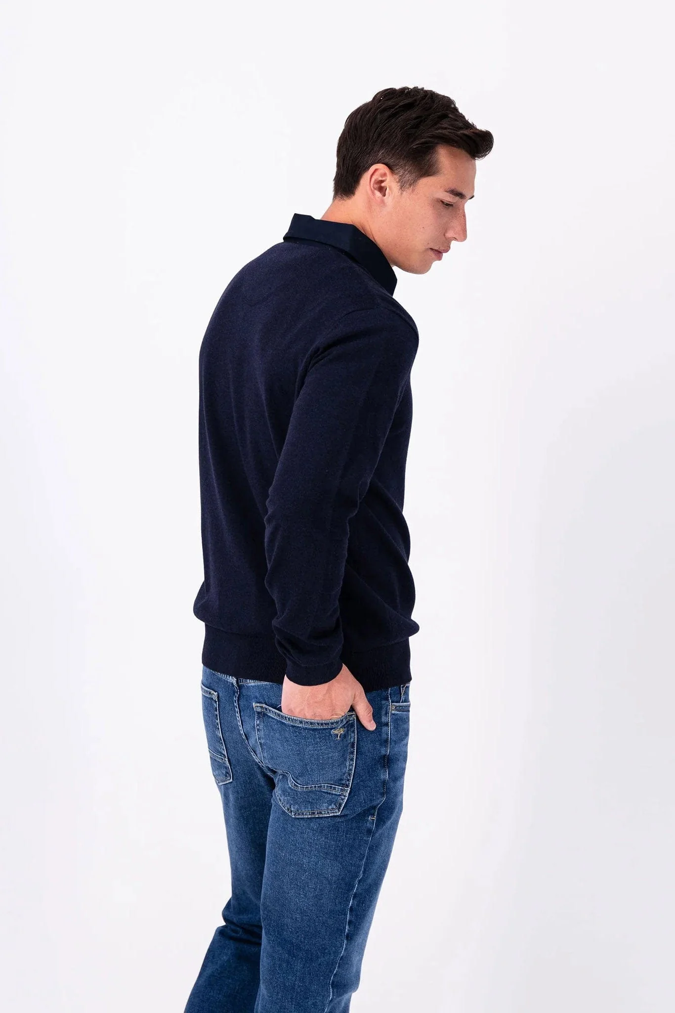 Cotton Rugby Shirt - Navy - Image 3