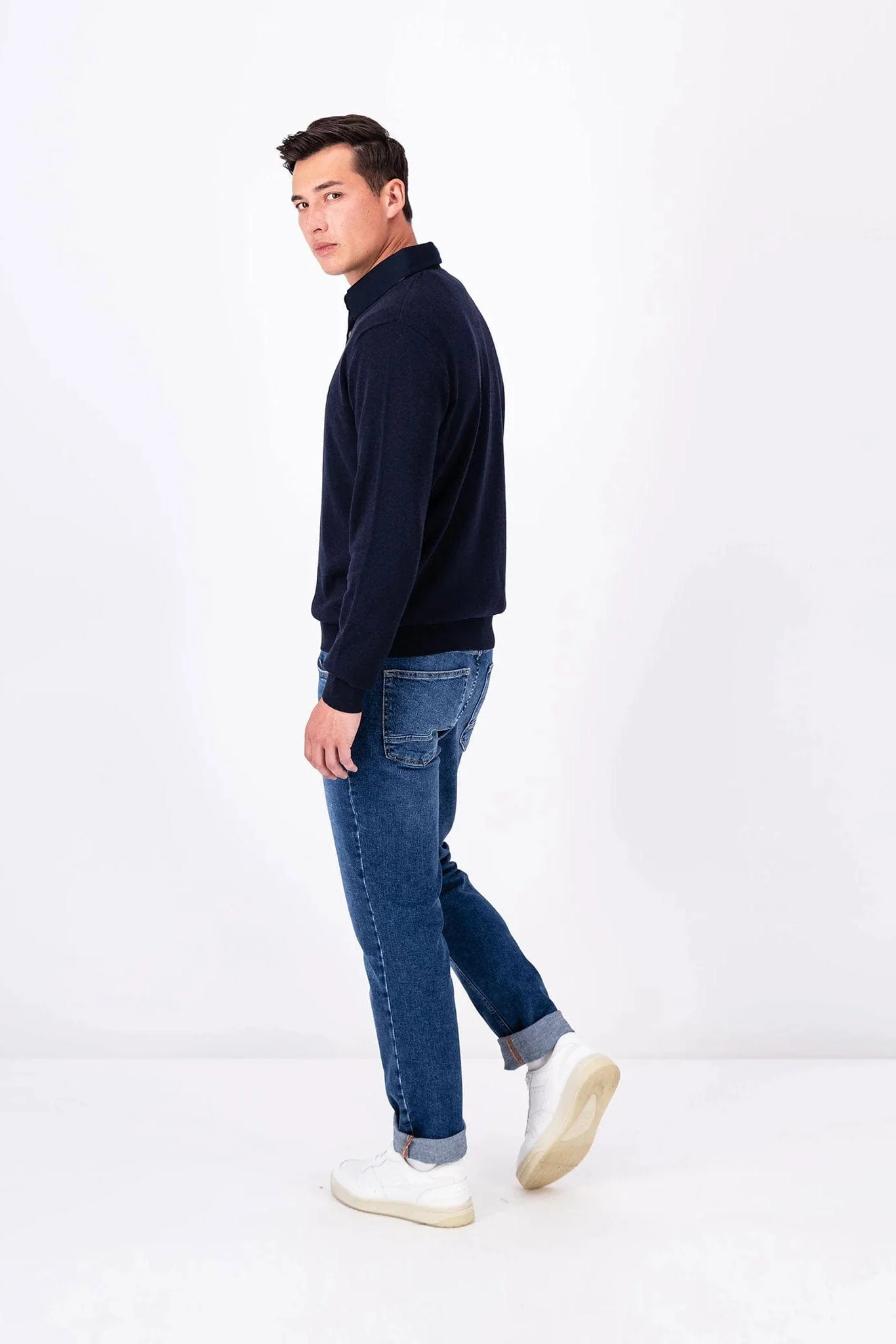 Cotton Rugby Shirt - Navy - Image 4