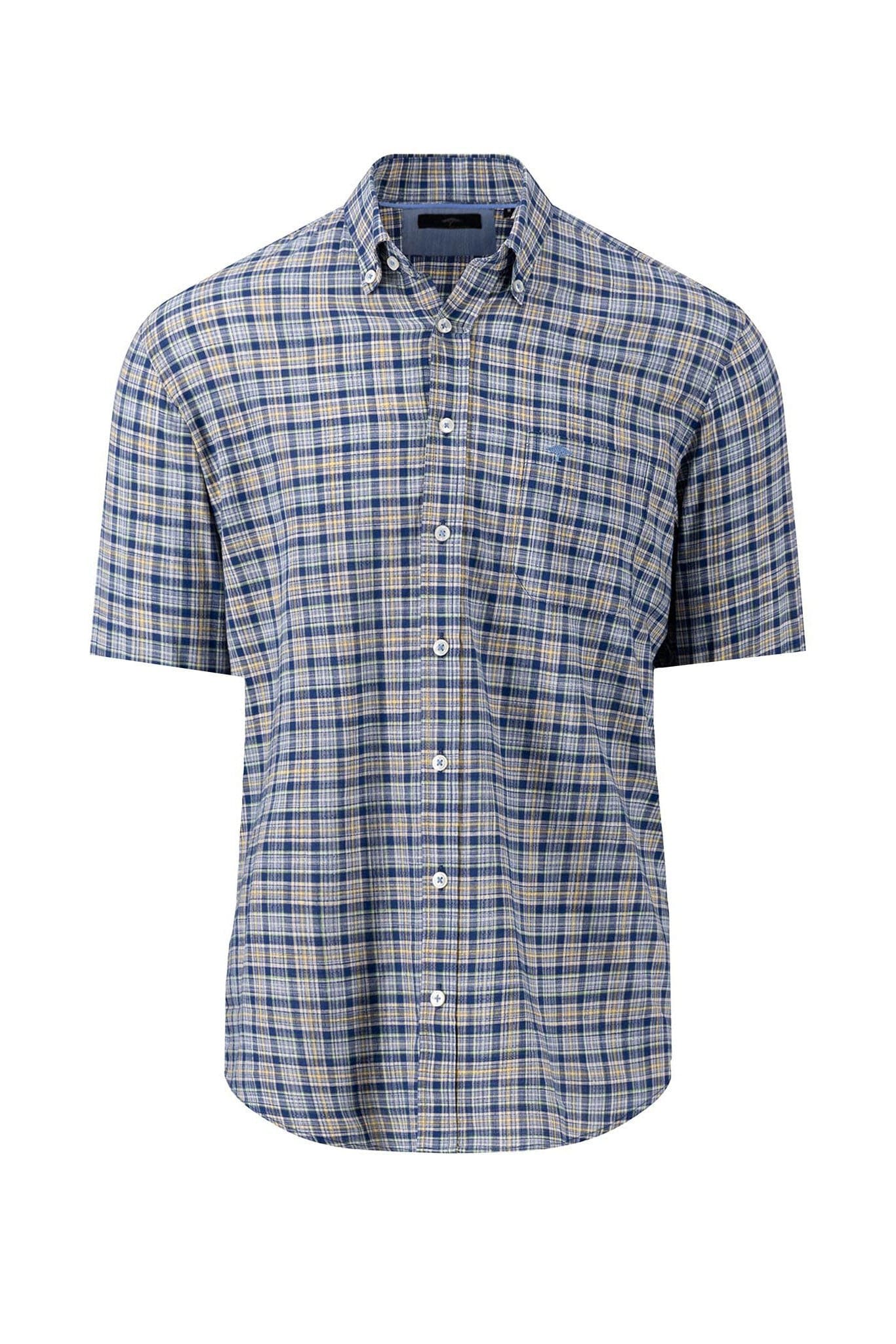 Cotton Slub Check Short Sleeve Shirt - Leaf Green