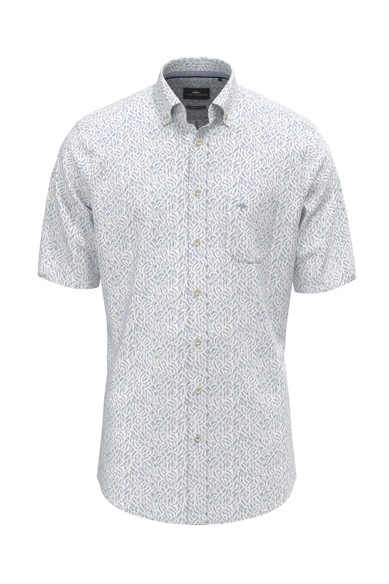 Cotton Slub Print Short Sleeve Shirt - New Breeze