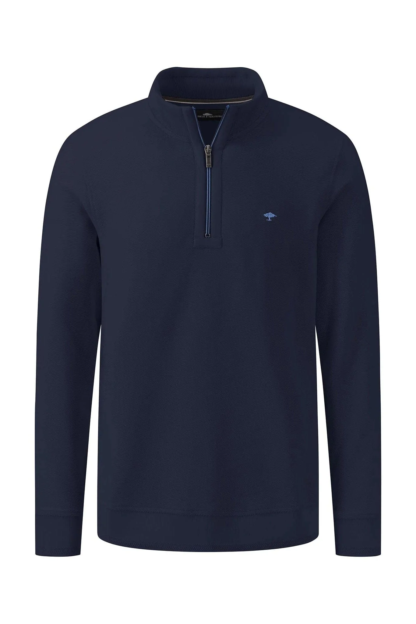 Cotton Twill Quarter Zip Sweatshirt - Navy