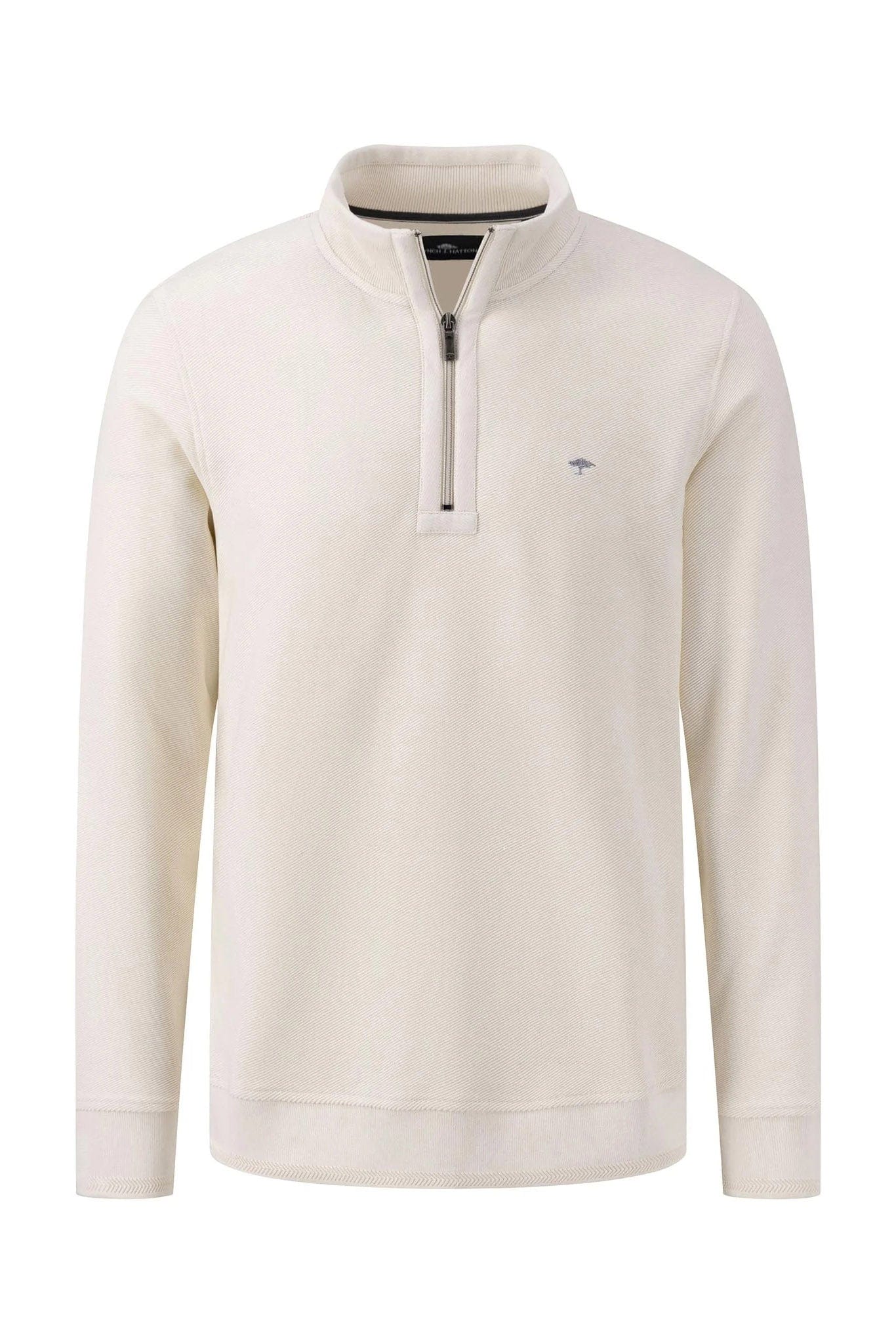 Cotton Twill Quarter Zip Sweatshirt - Off White
