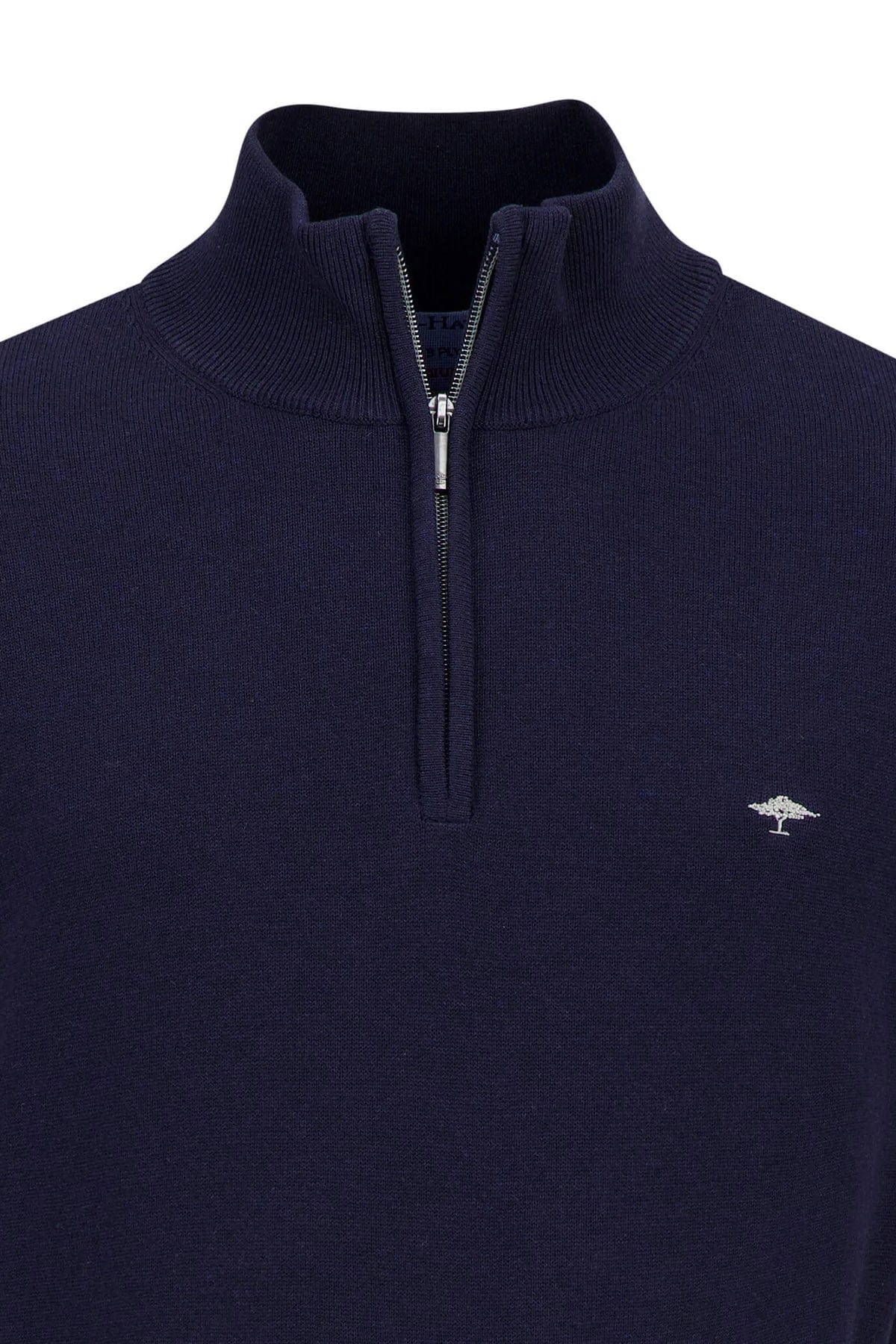 Superfine Cotton Quarter Zip Jumper - Navy - Image 3