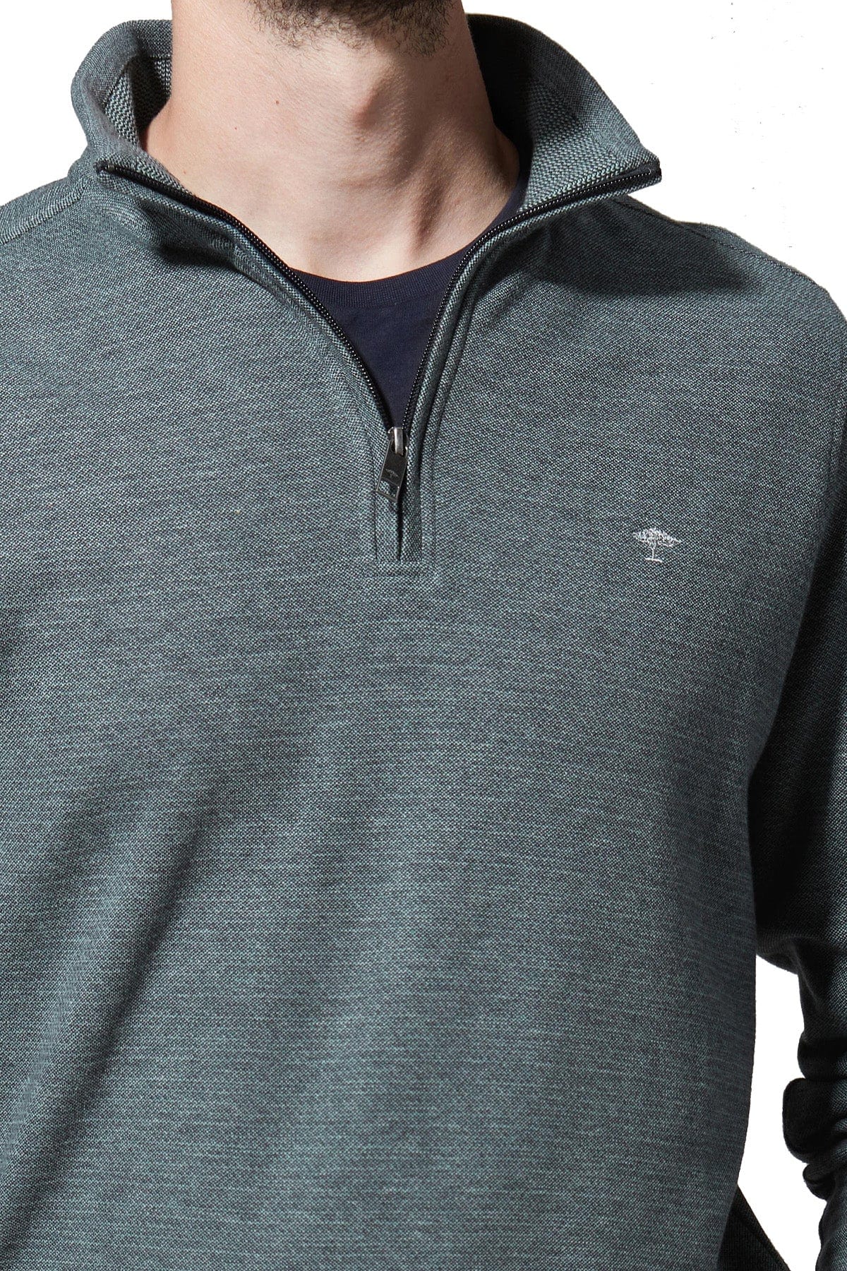 Half Zip Cotton Sweatshirt - Lindgreen/Navy - Image 4