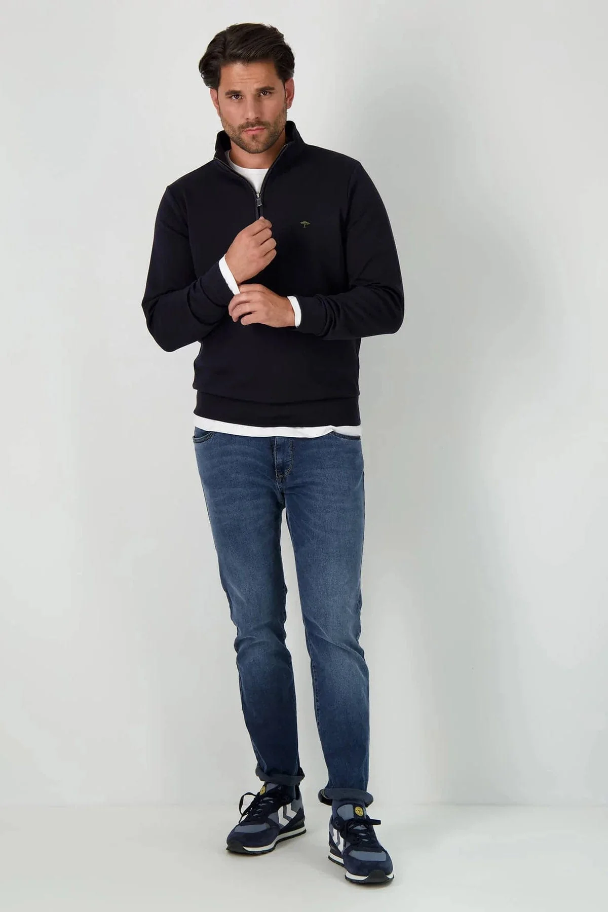 Jersey Quarter Zip Sweatshirt - Navy - Image 4