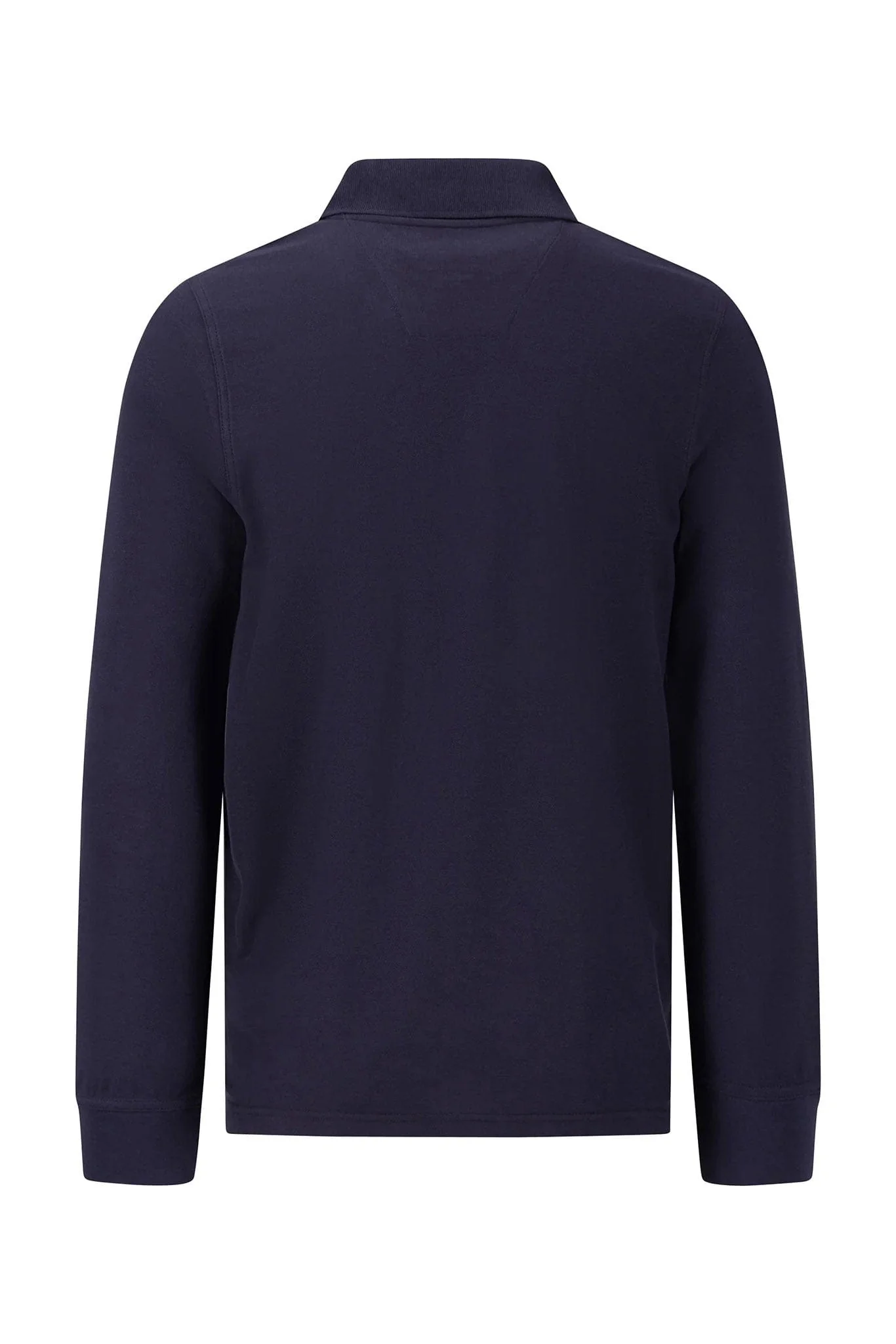 Long Sleeve Cotton Polo Shirt - Navy - Image 2