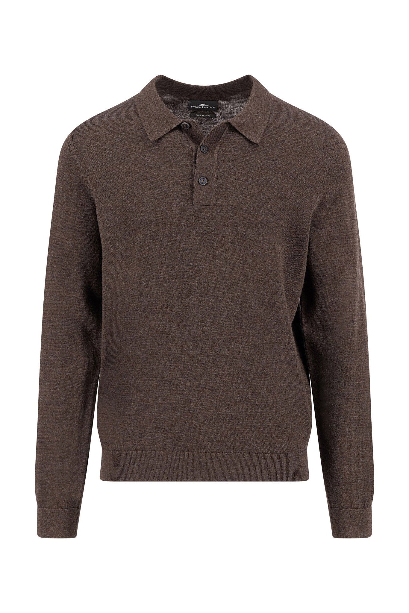 Merino Wool Knitted Polo - Dark Chocolate