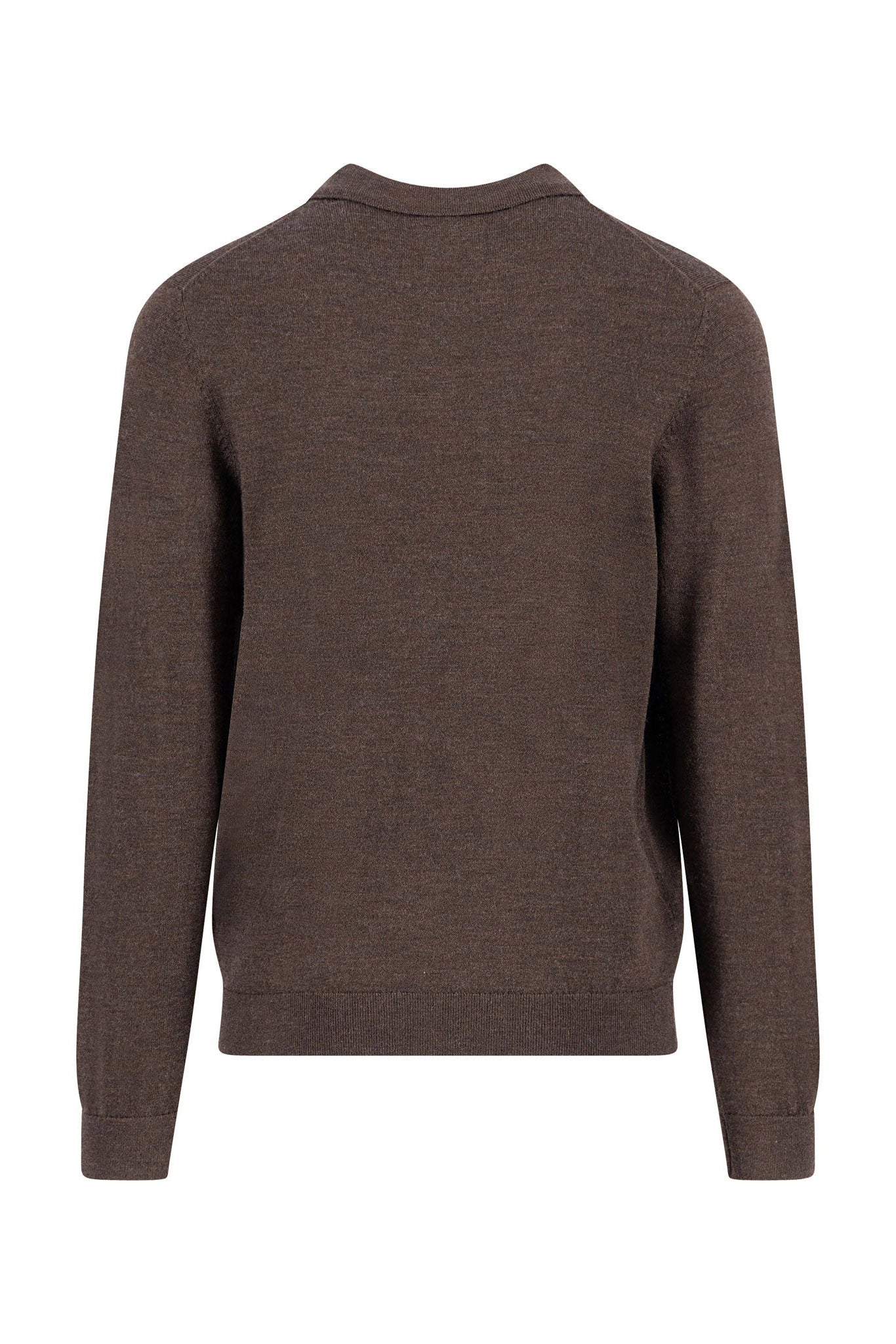 Merino Wool Knitted Polo - Dark Chocolate - Image 2