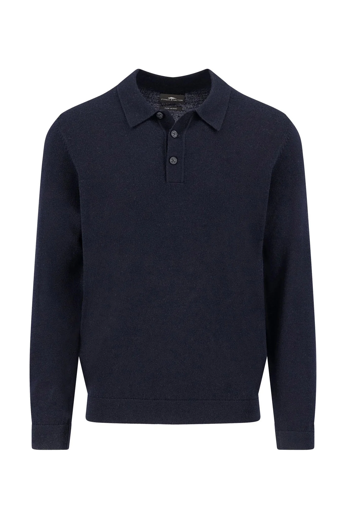 Merino Wool Knitted Polo - Navy