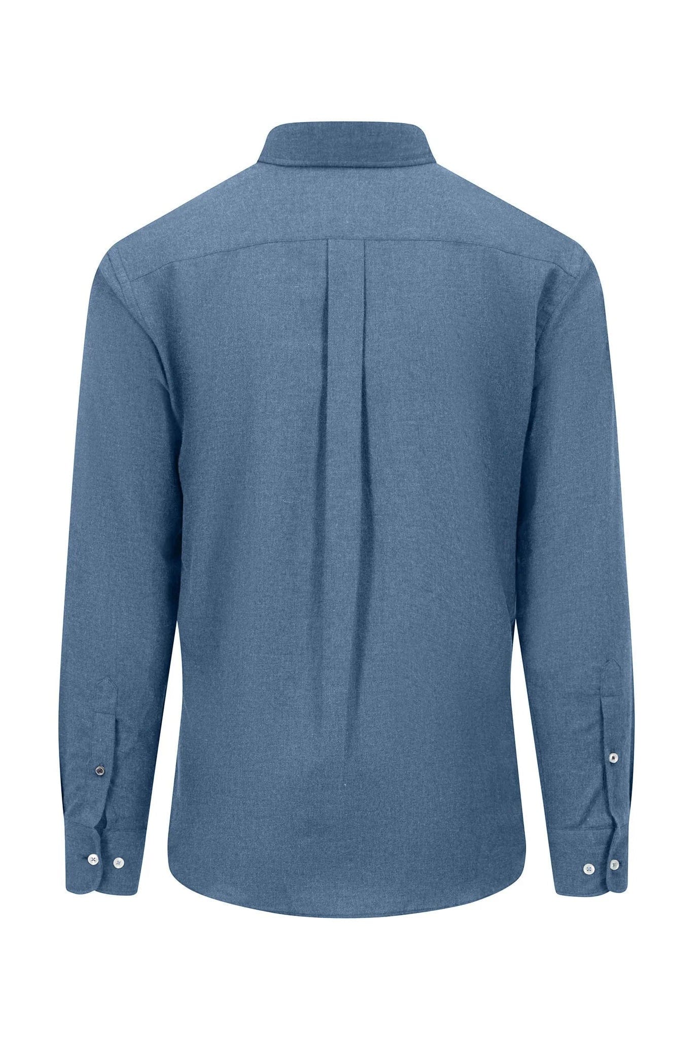 Plain Brushed Cotton Long Sleeve Shirt - Cloud Blue - Image 2